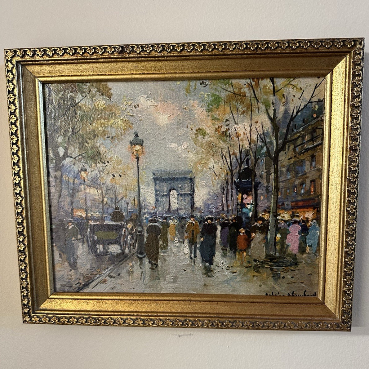 Antoine Blanchard Signed Small Framed Impressionist Paris Street Scene Cityscape