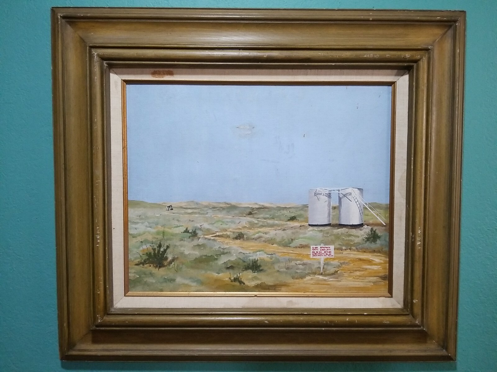 Vintage Texas Painting oil on canvas panel artist Unknown no info in painting!?