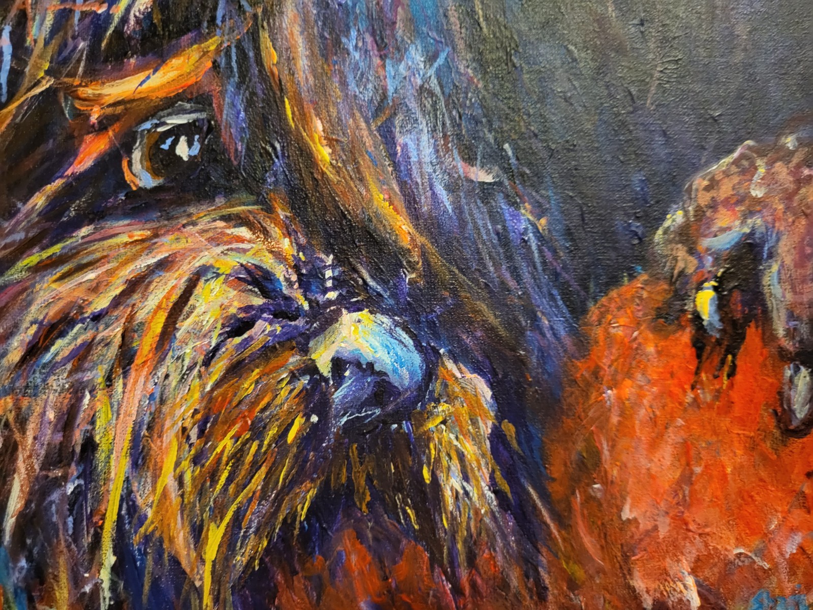 Original Painting Labradoodle 14 X 11 Expressive Acrylic Handsigned Art