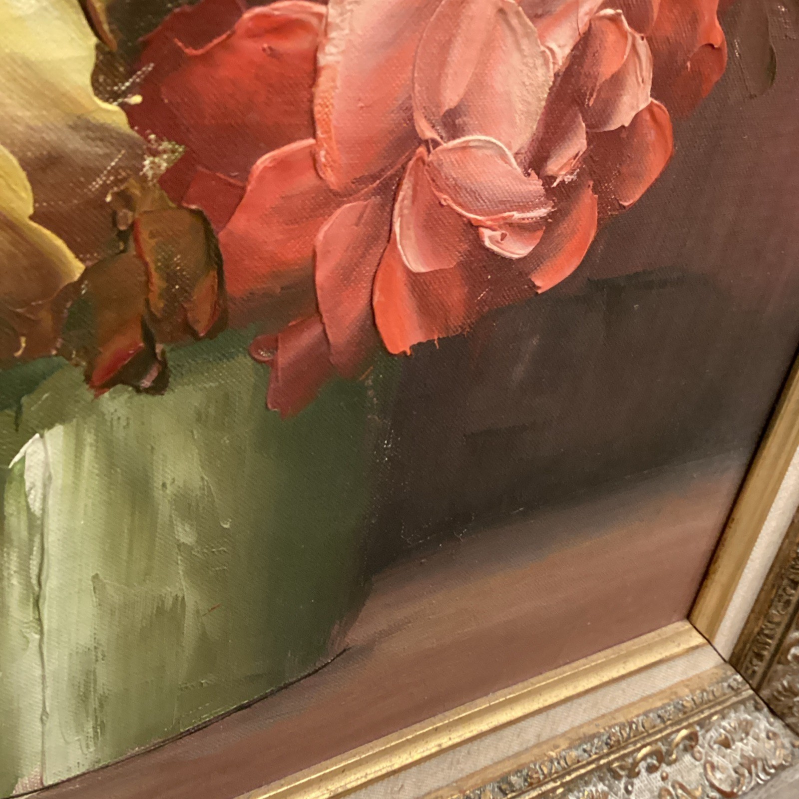 Floral Oil Painting Peony Rose Still Life Signed V Gino Virginia Clark 21×25