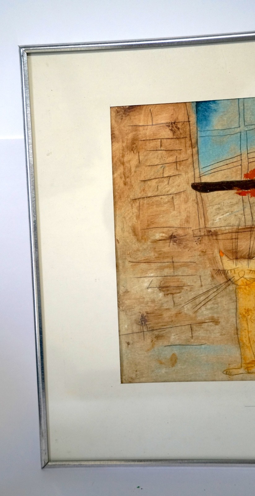 Russian Painting named A man and a cat “Человек и кошка” Signed St.Petersburg 95
