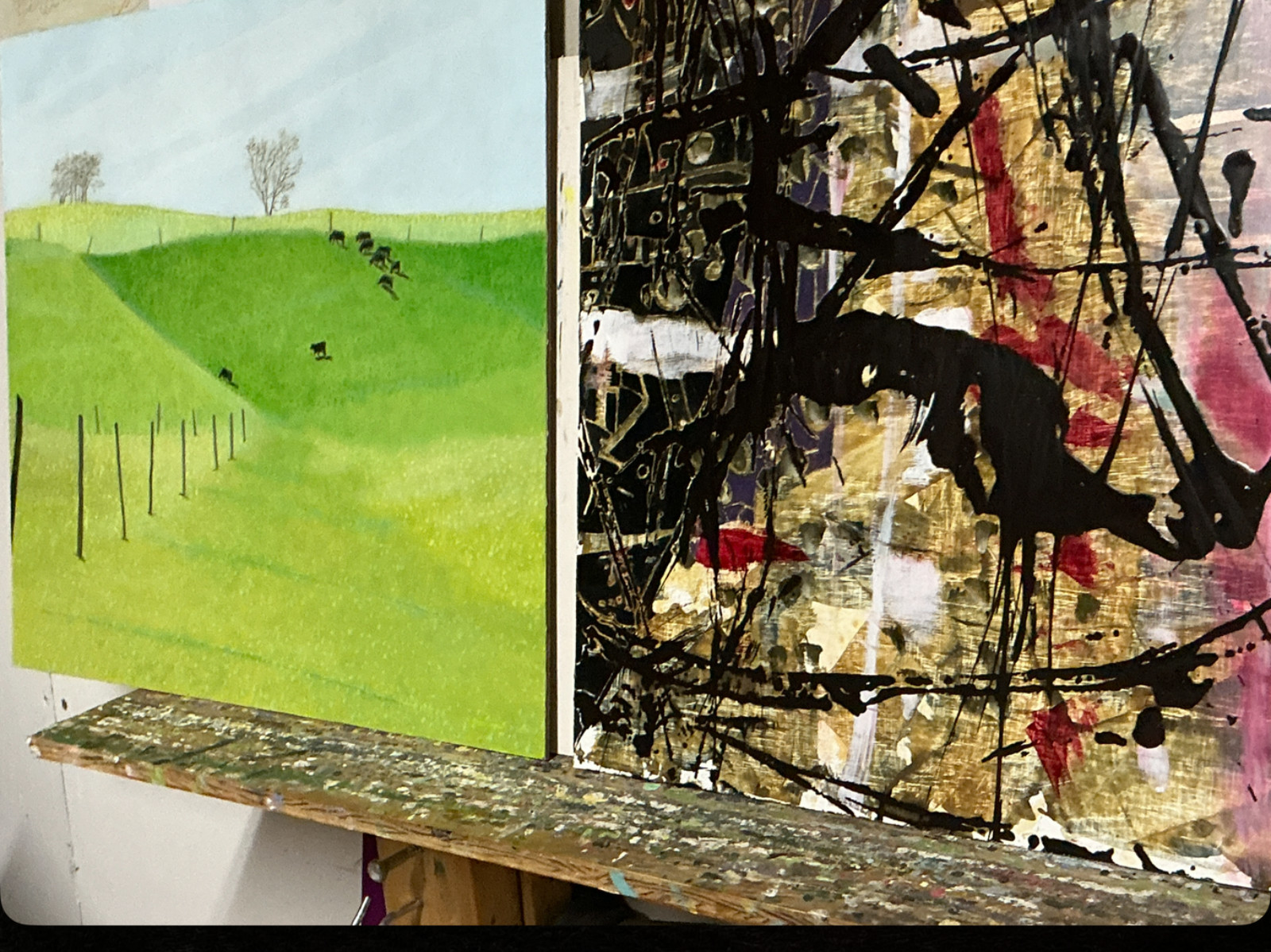 ORIGINAL SIGNED OIL PAINTING TITLED “COWS ON A HILL” 23 1/2” X 20 1/2”