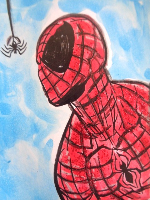 ATC ACEO Superhero SPIDER-MAN Abstract Art