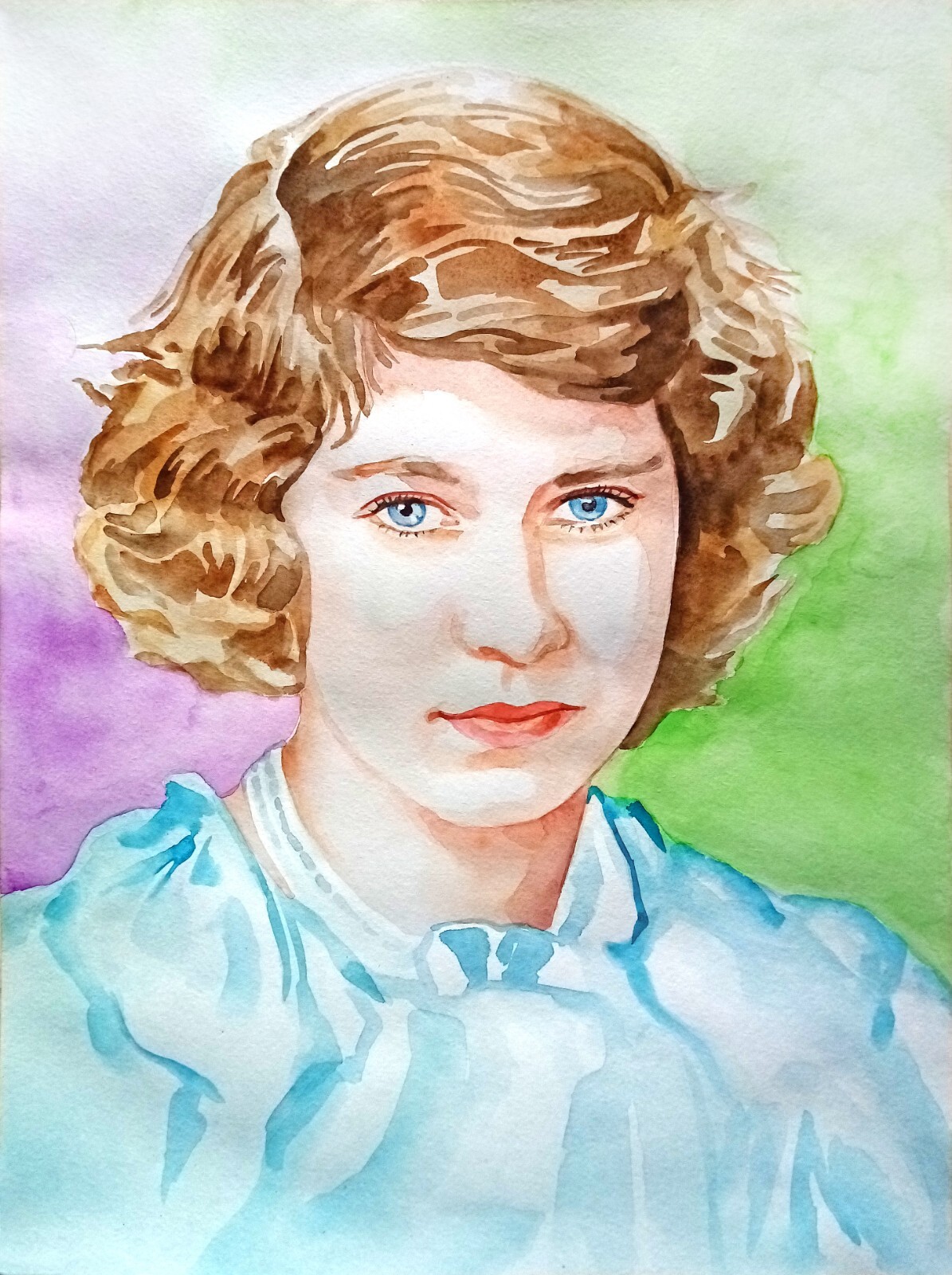 11,69 × 15,75″ Young Elizabeth II ~Princess Lilybet~ watercolor SIGNED and DATED