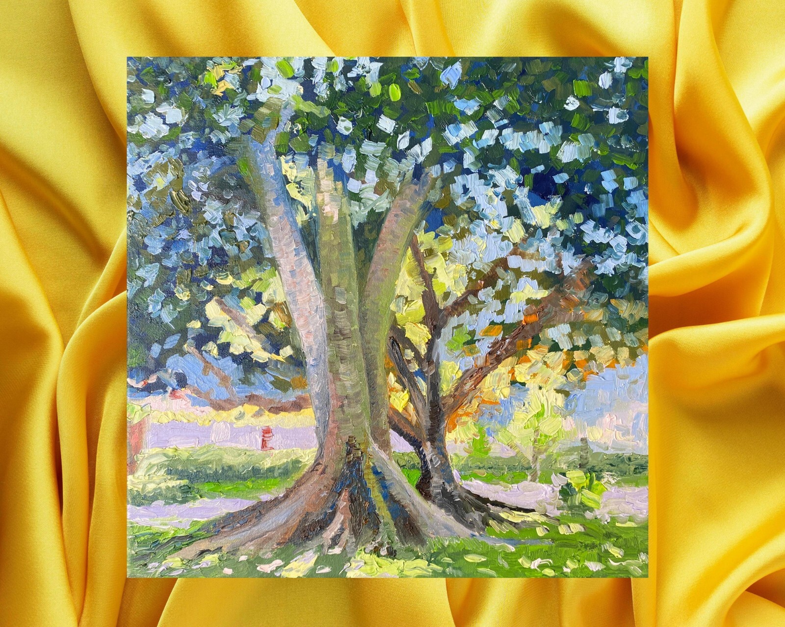 Monumental Tree. Spectacular Oil Painting. ORIGINAL. Signed Impressionist Art
