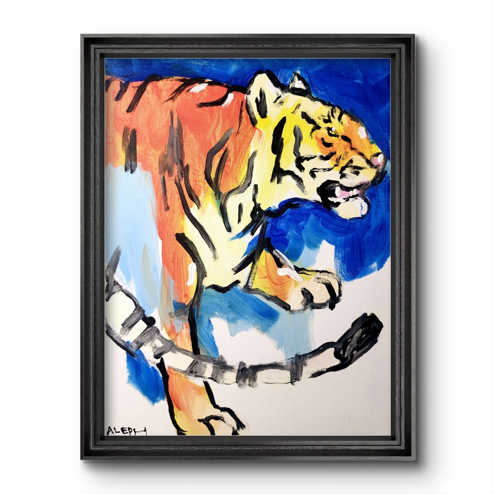 Original Tiger Painting Abstract Expressionist Canvas 11×14 Big Cat Wall Art