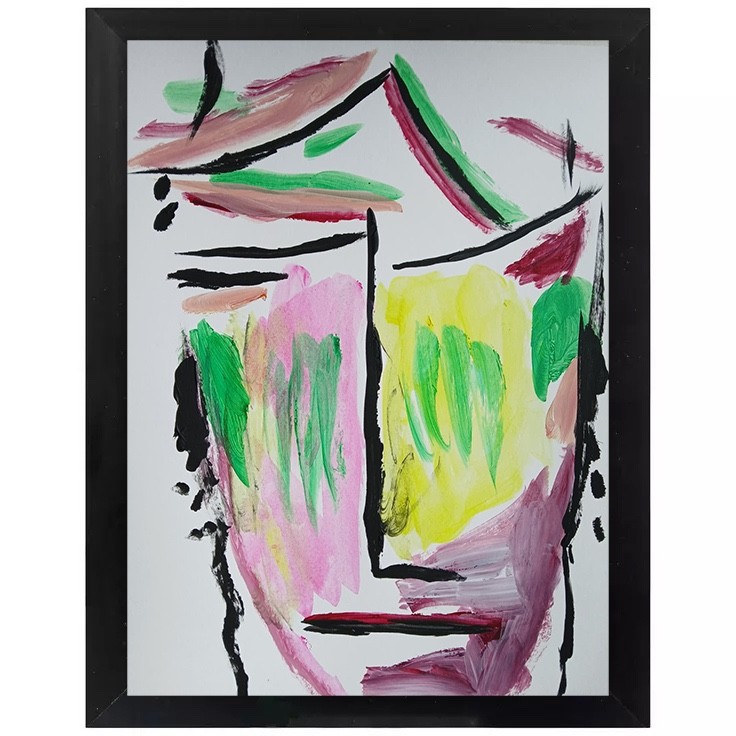 ABSTRACT /EXPRESSIONISM Abstract Face 9 x12 Modern Street ART Colorful Painting