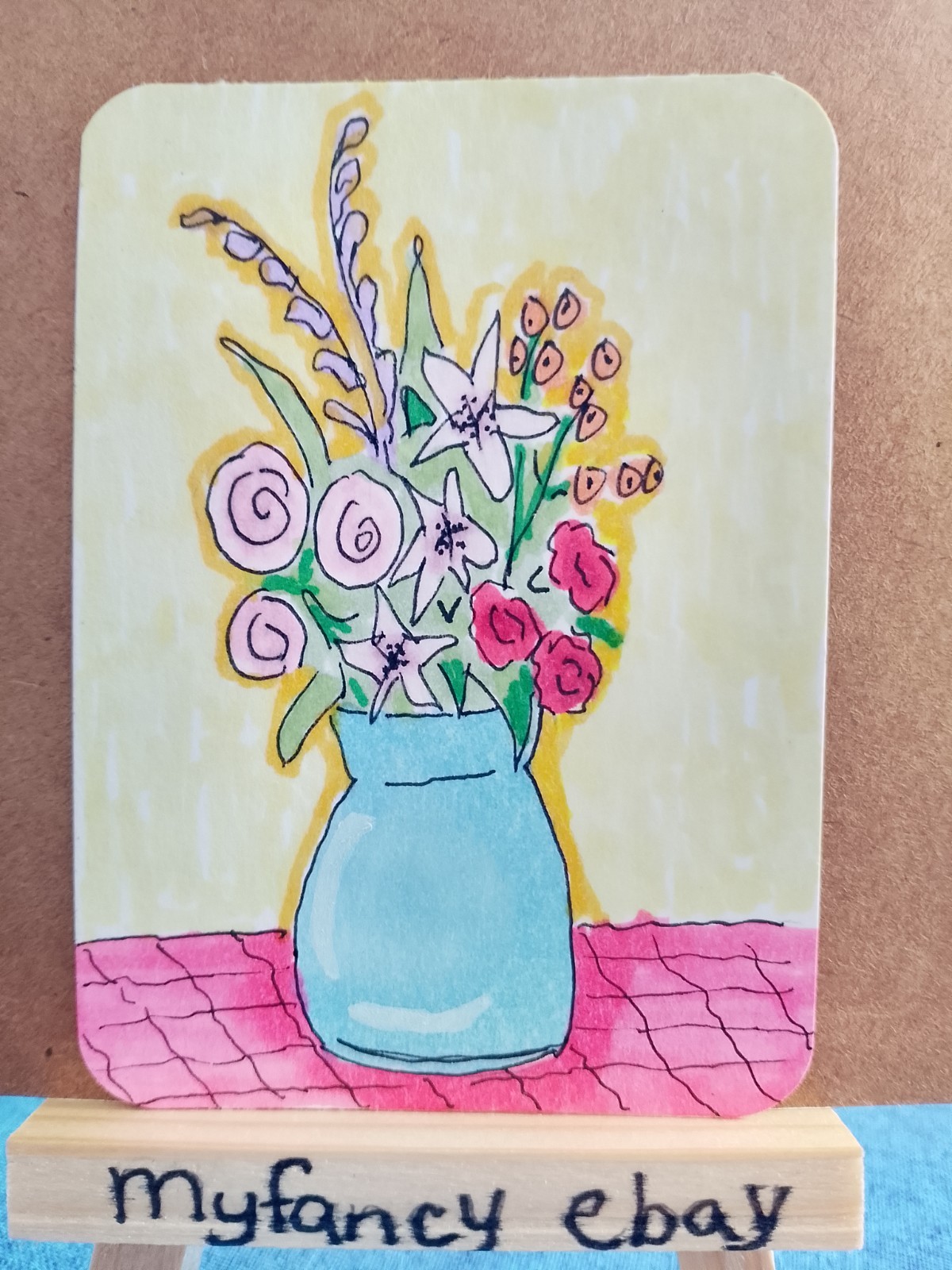 ACEO ATC Floral still life Flowers original painting new 3.5″ x 2.5″ myfancy