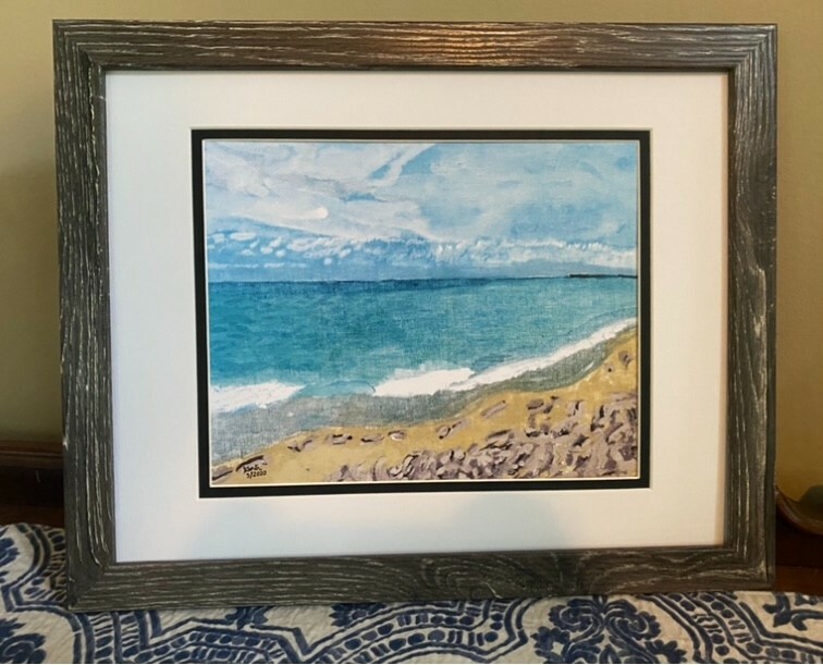 print painting art canvas landscape beach nature art print ocean miami florida 