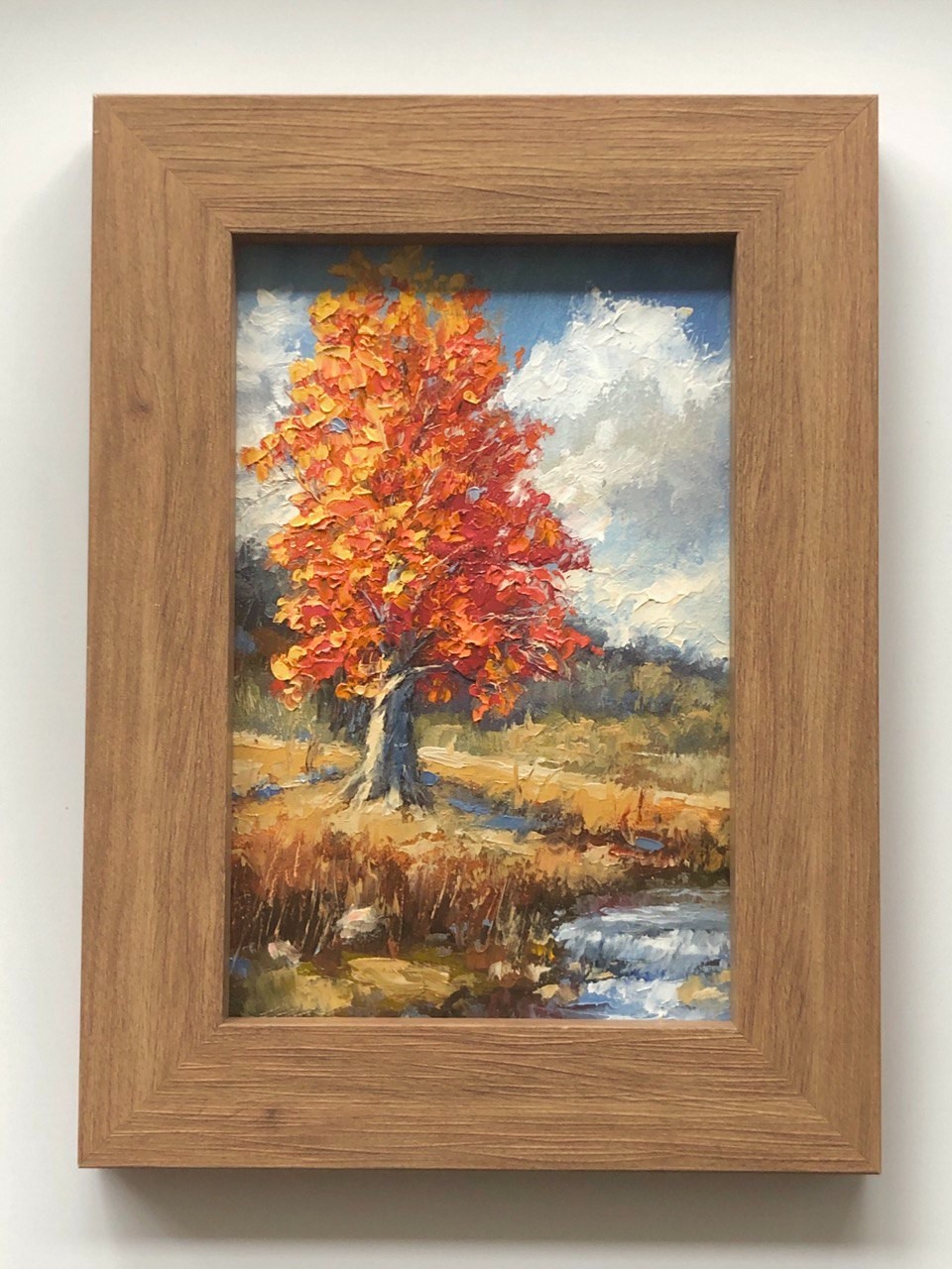Original Framed Oil Painting 6×4 Inch Autumn Landscape Tree Nature Gift Handmade