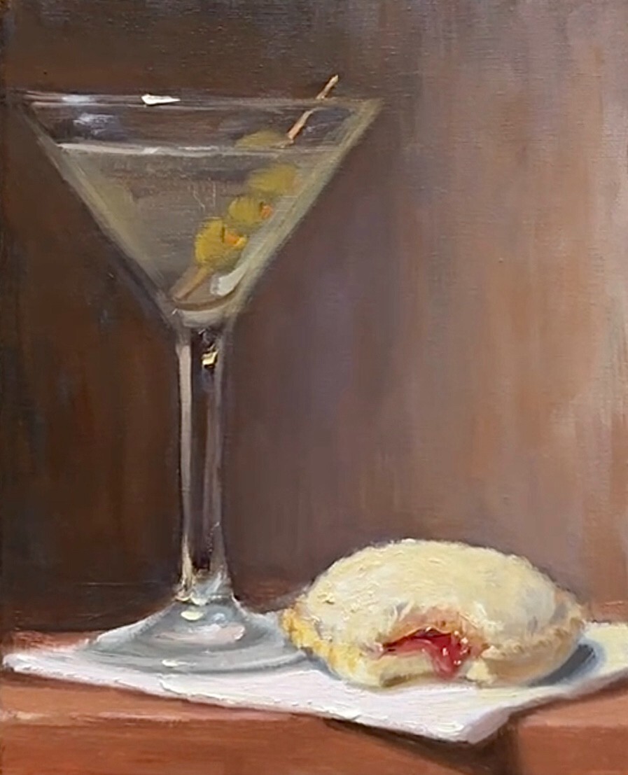 Martini & Uncrustable (Canvas) VERRIER Still life oil painting, Signed print