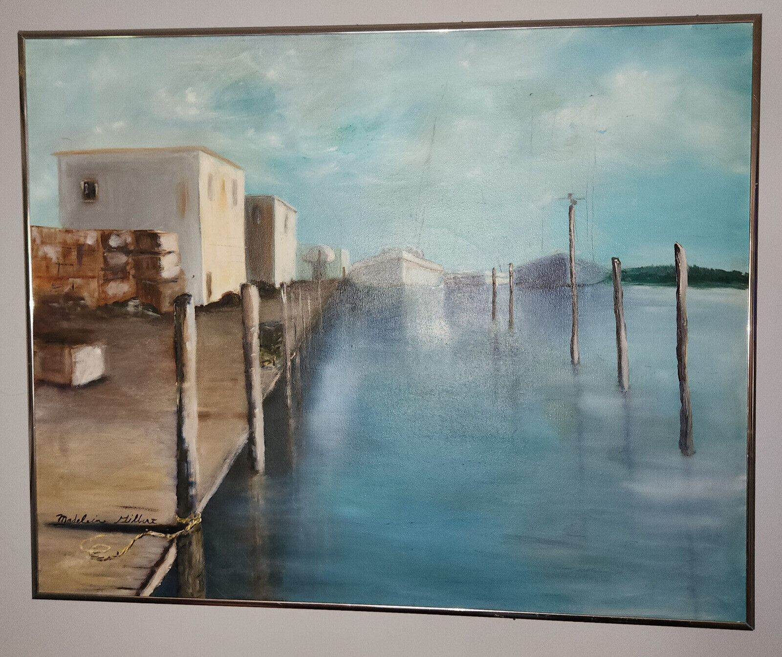 Artist, Madeleine Gilbert original Boats painting 30 by 24 inches