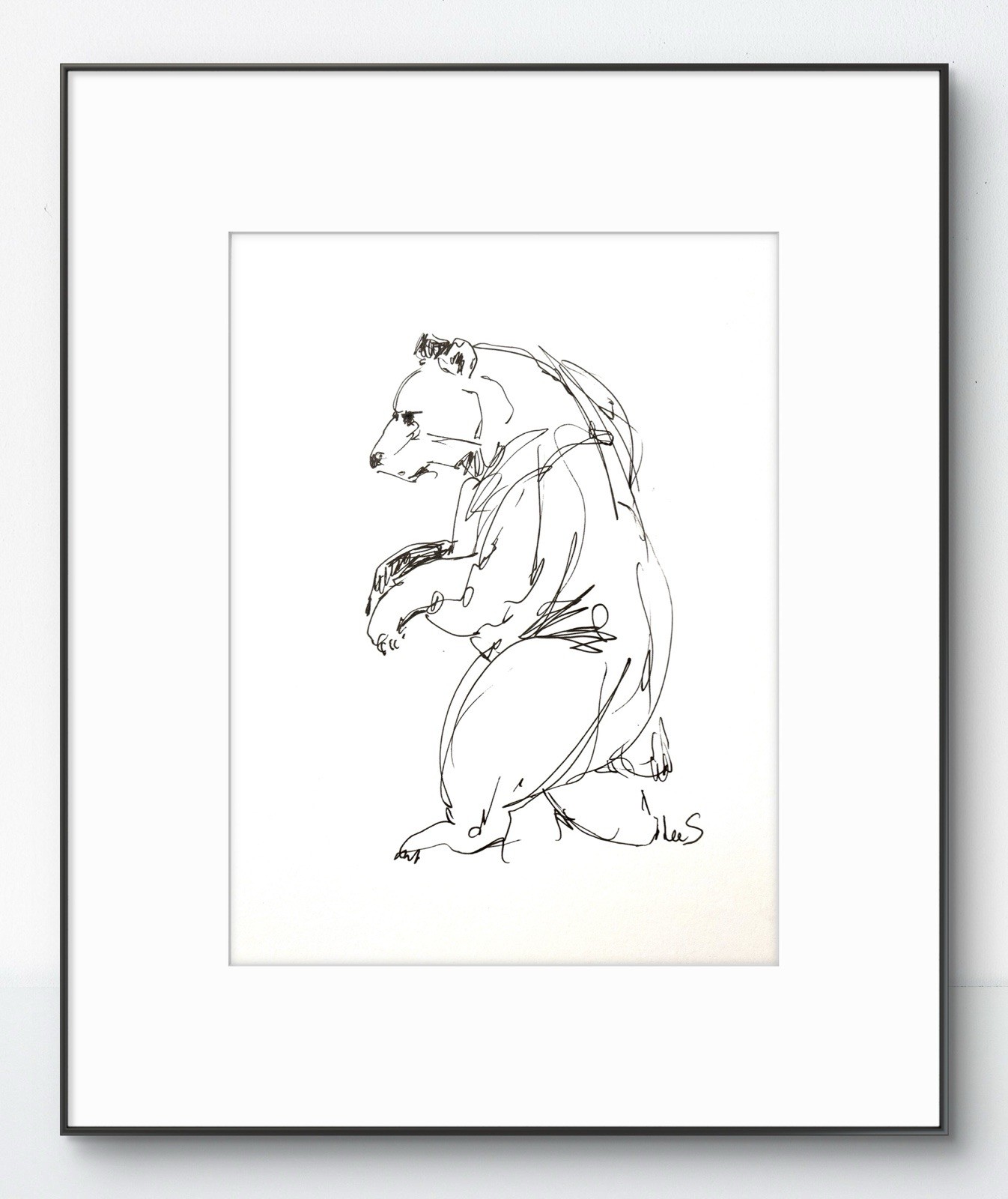 SAMATOWIC Original Abstract Expressive Bear 9X12 Paper Ink Handmade Signed 14