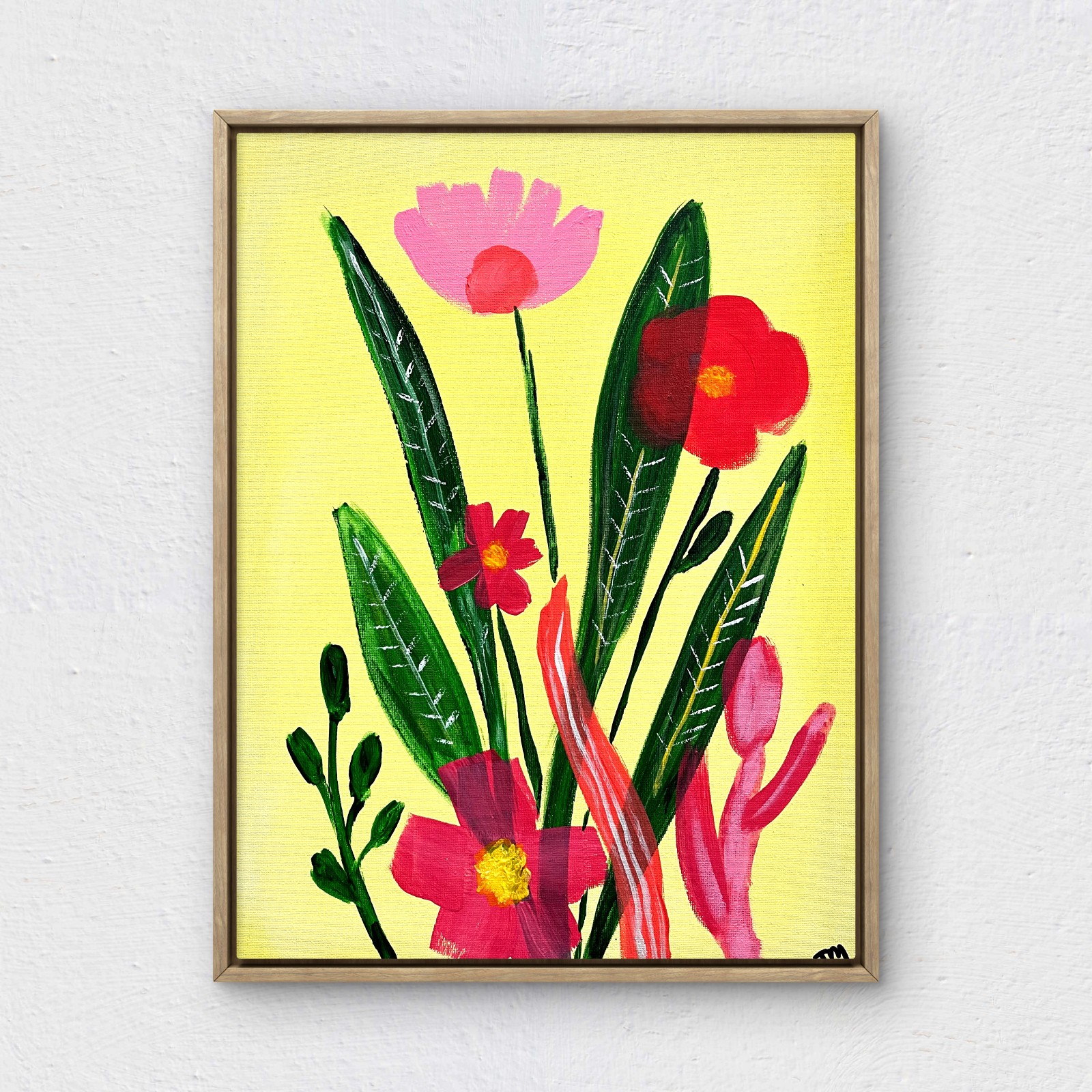 RiverRunArt Original 12×16 Botanical Flowers Acrylic Canvas Living Room Art