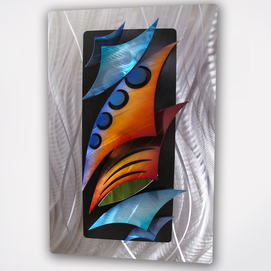 “Aquadelic” Modern 3D Abstract Metal Wall Art Work Painting Sculpture Fish XL