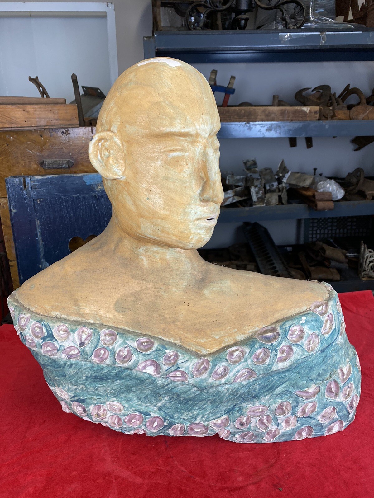Vintage Ceramic Sculpture ~ BUST of WOMAN ~ 18 1/2″H x 19″L x 6 1/2″W