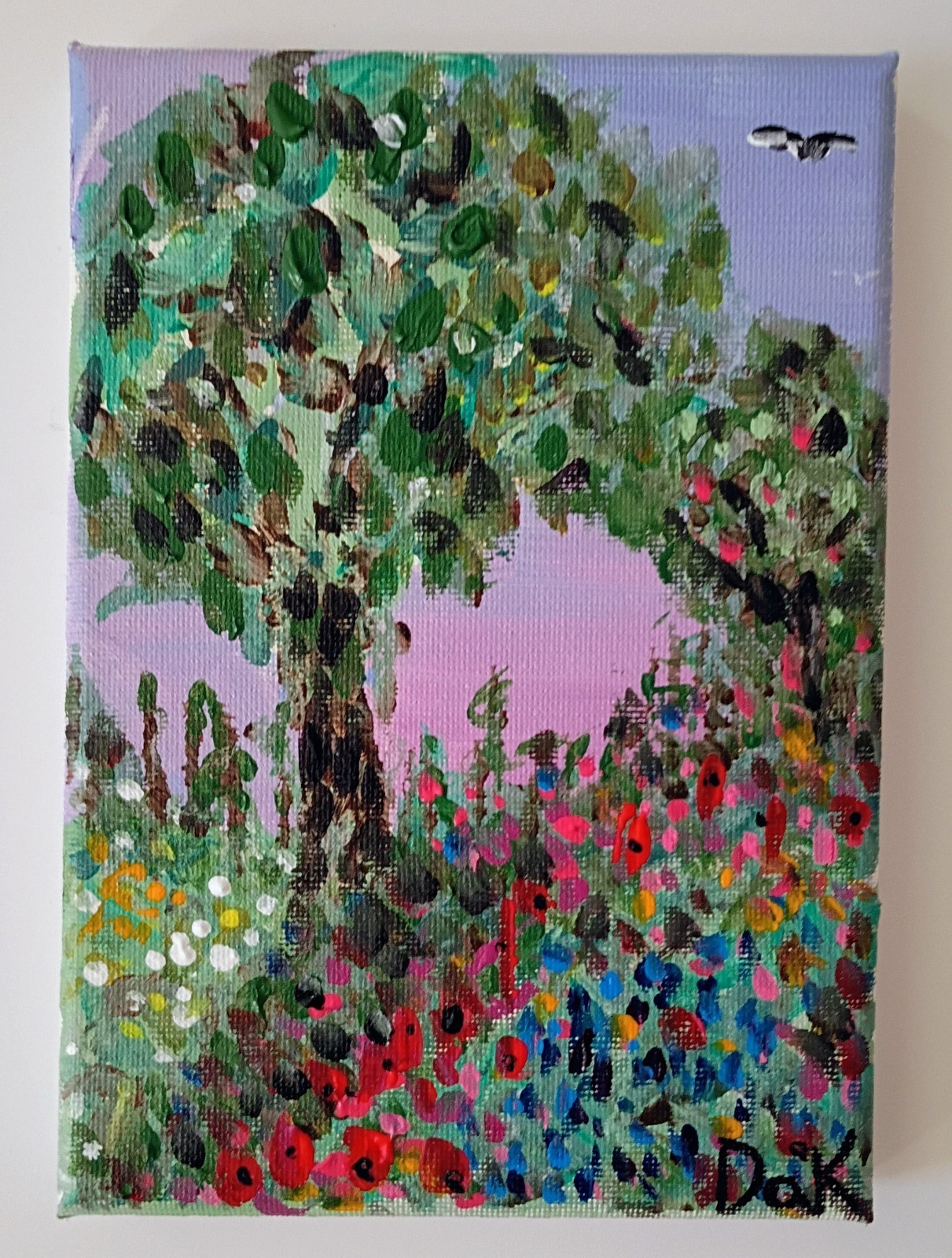 Twilight Tree 5×7 Canvas Original Art Expressionism Abstract Floral Nature