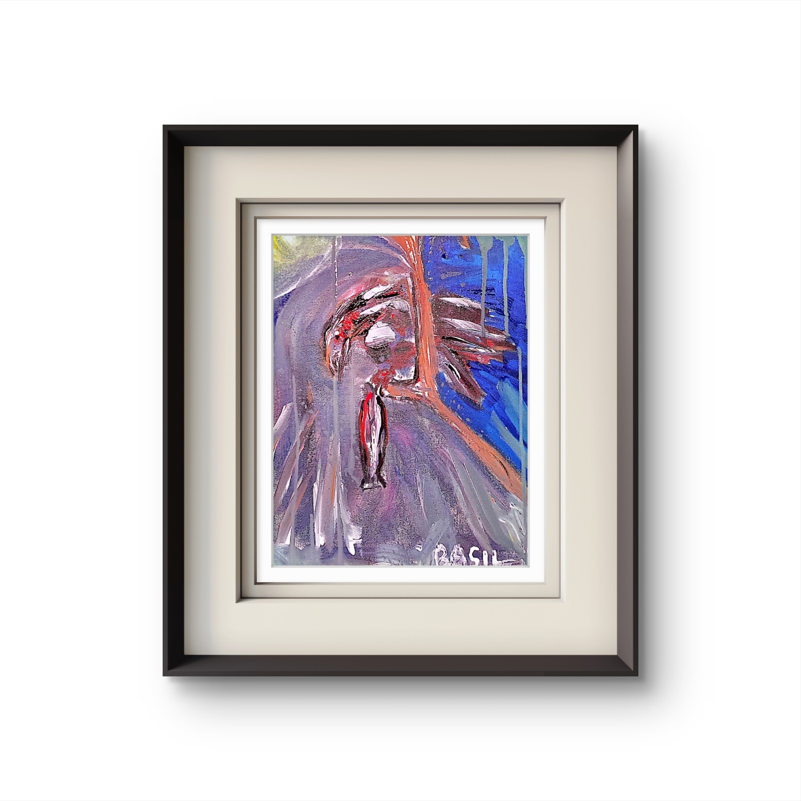 Eagle Eats Fish Abstract Expressionist Original Painting Canvas 11×14