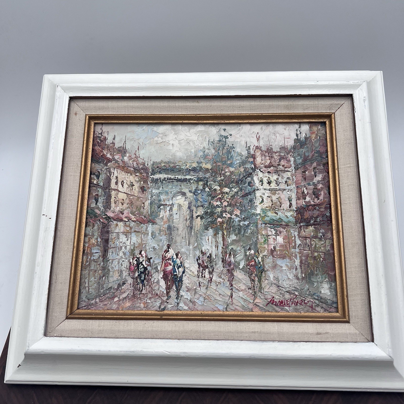 ORIGINAL 70s MARIE CHARLOT Framed Impasto Oil Painting Paris Street Scene Signed