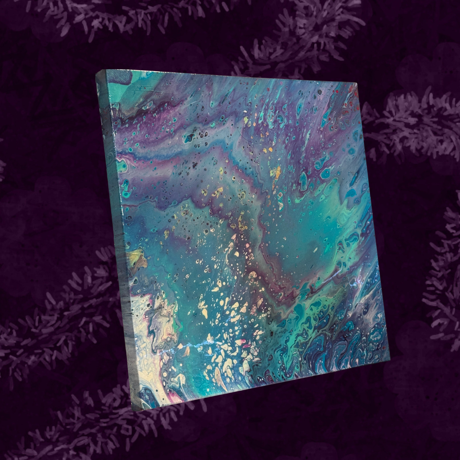 Cosmic Current Original Abstract Resin Fine Art Painting on Wood Panel Thick