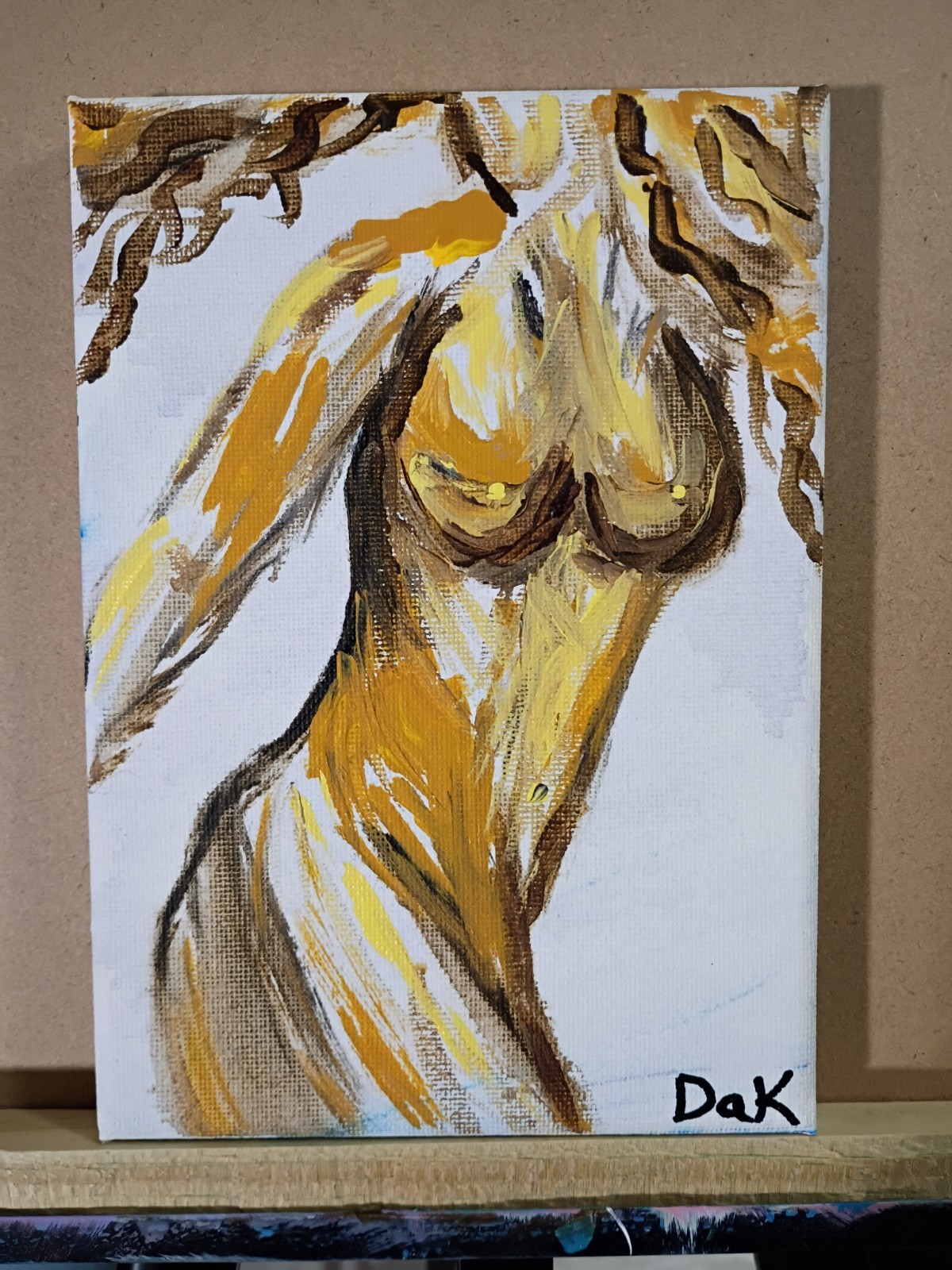 Female Figure 5×7 Canvas Original Art Expressionism Abstract Feminine Woman Girl