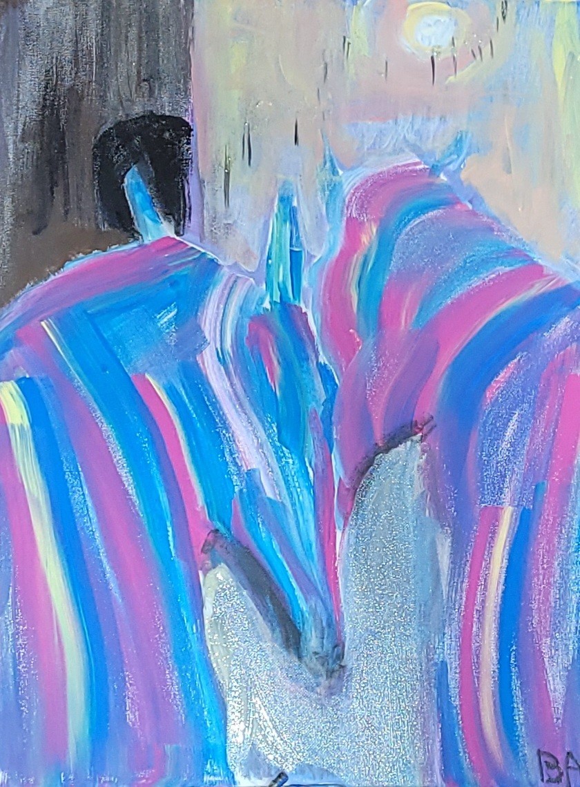 Stallions in Love Expressive Acrylic Painting 16×20 Romantic Modern Art