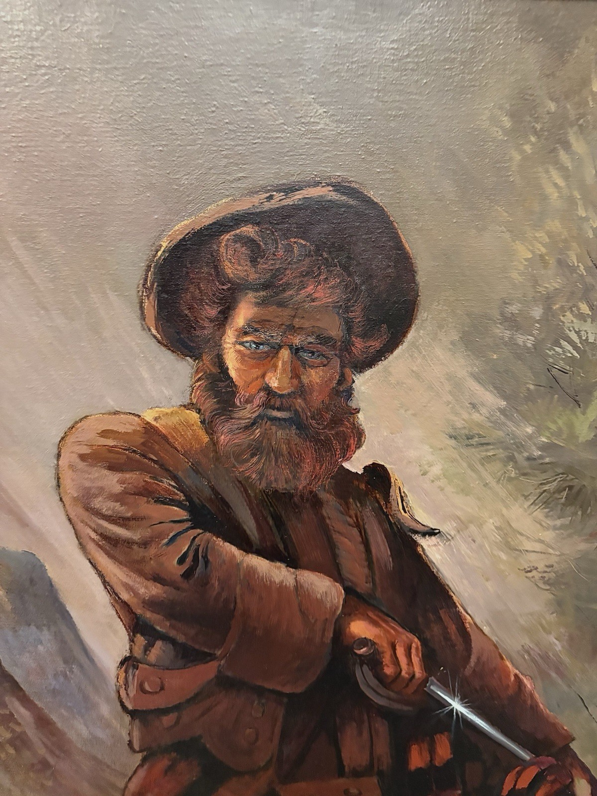 Scottish Highlander Warrior Oil Panting James MacBride Framed Vintage 81 X 45