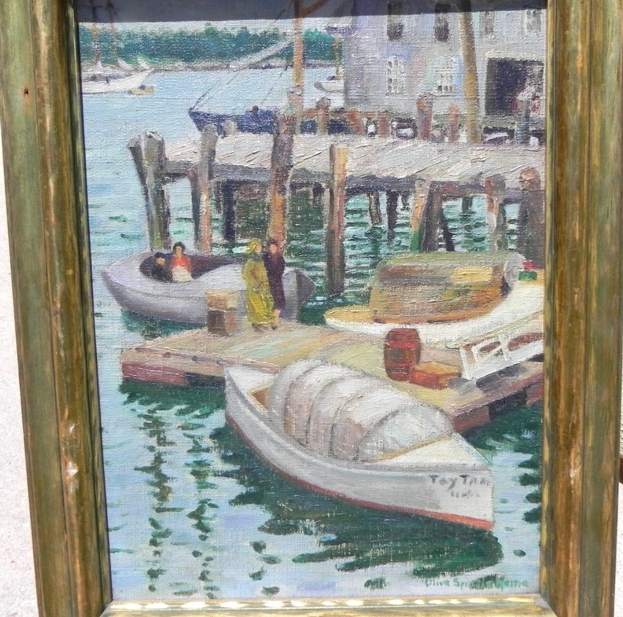 American impressionist art ca1930 wharf painting Olive Sprogle Herne 1893-1971