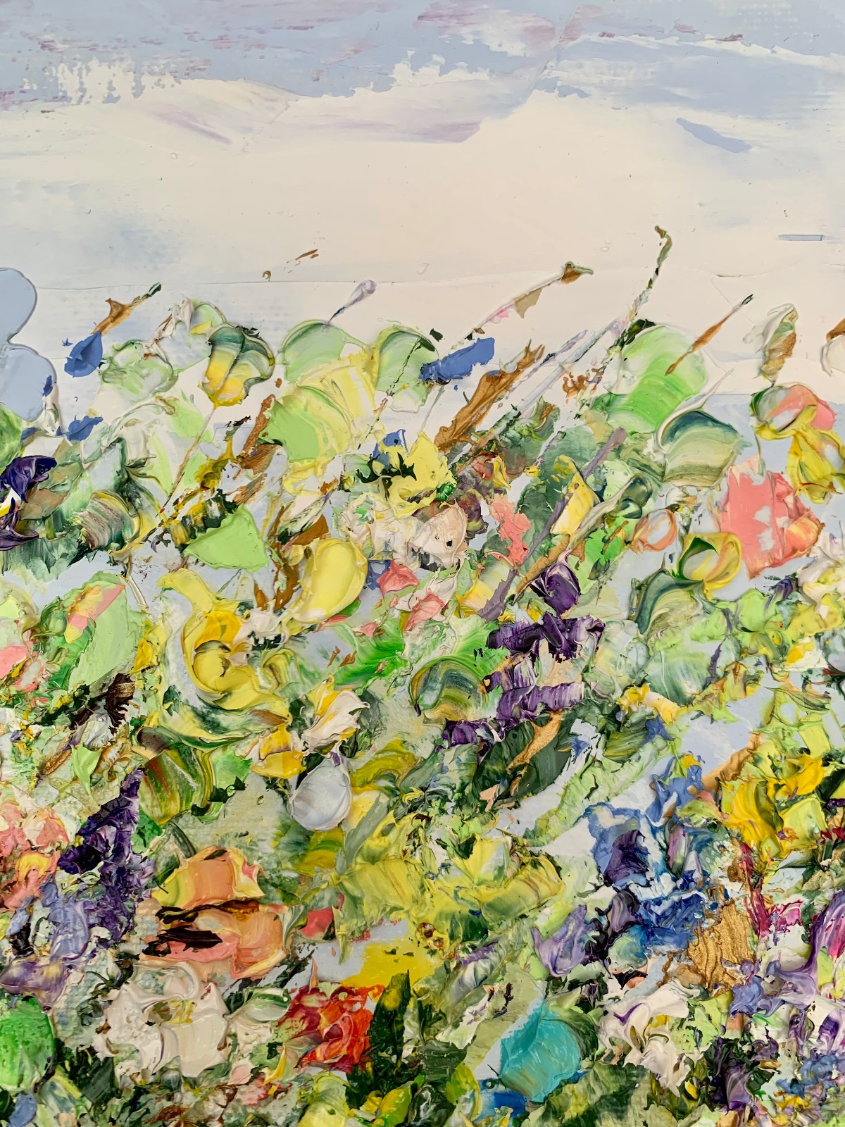 Summer Flowers Field Impasto Oil Painting On Canvas Floral Landscape Wall Art