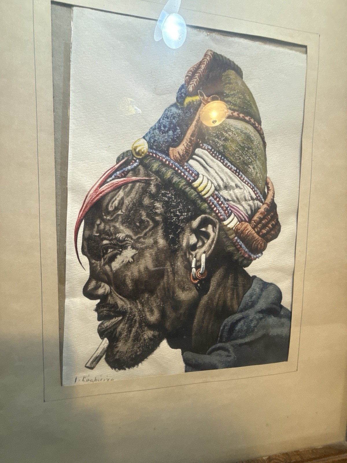 LISTED AFRICAN J.P. LUDU (1925-1965) VERY FINE & STRIKING ORIGINAL WATERCOLOR