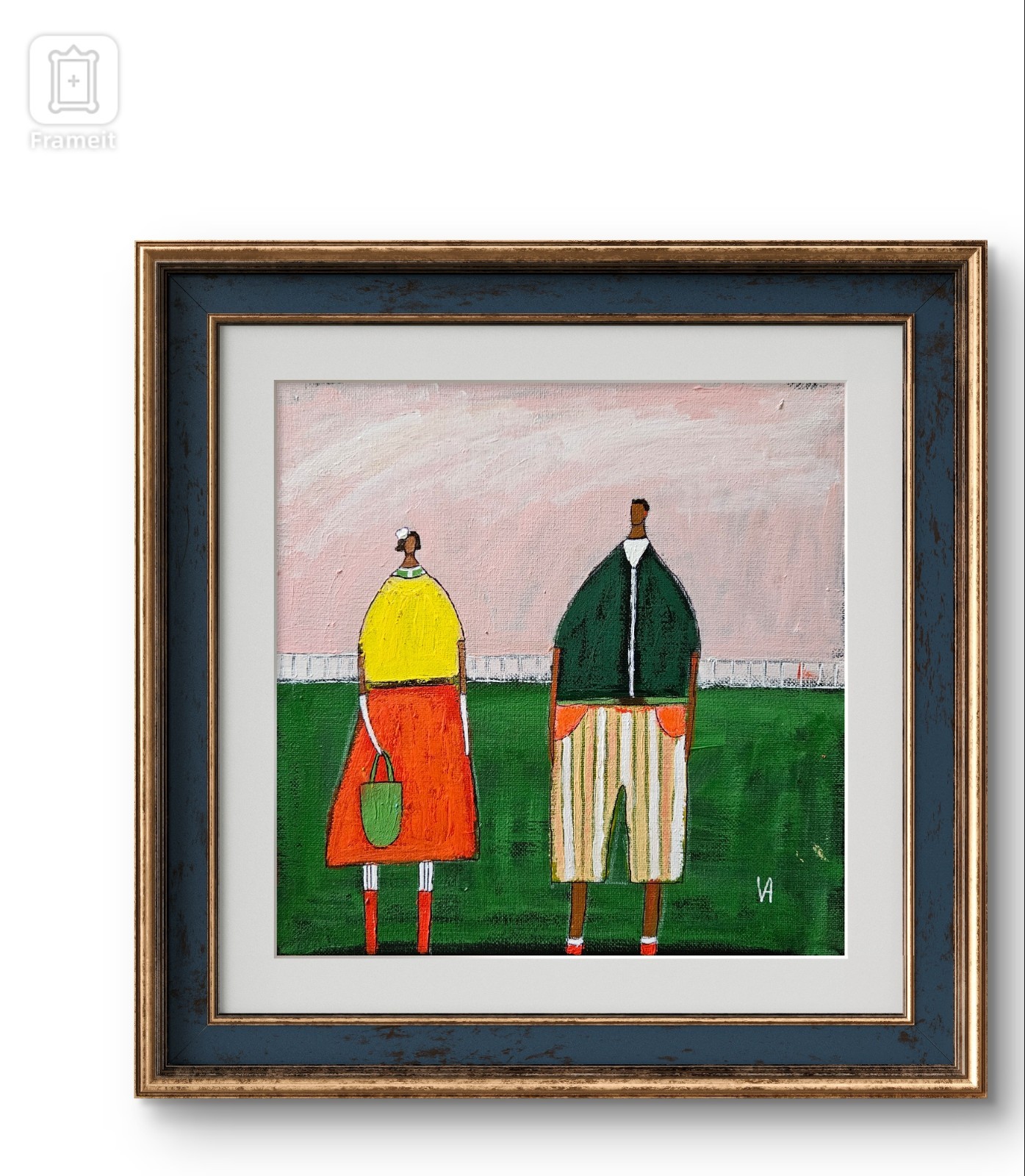 Painting Original Abstract People Portrait Canvas Woman Whimsical 10×10 Art