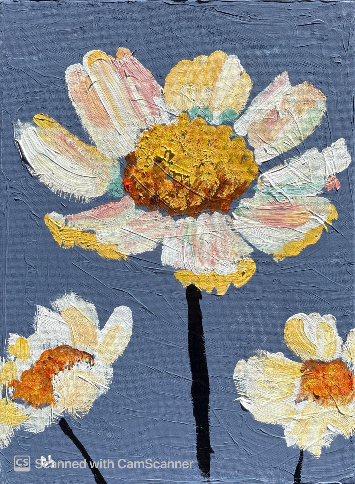 Textured Daisy Flowers Original Acrylic Painting 11×14 Signed Canvas Art