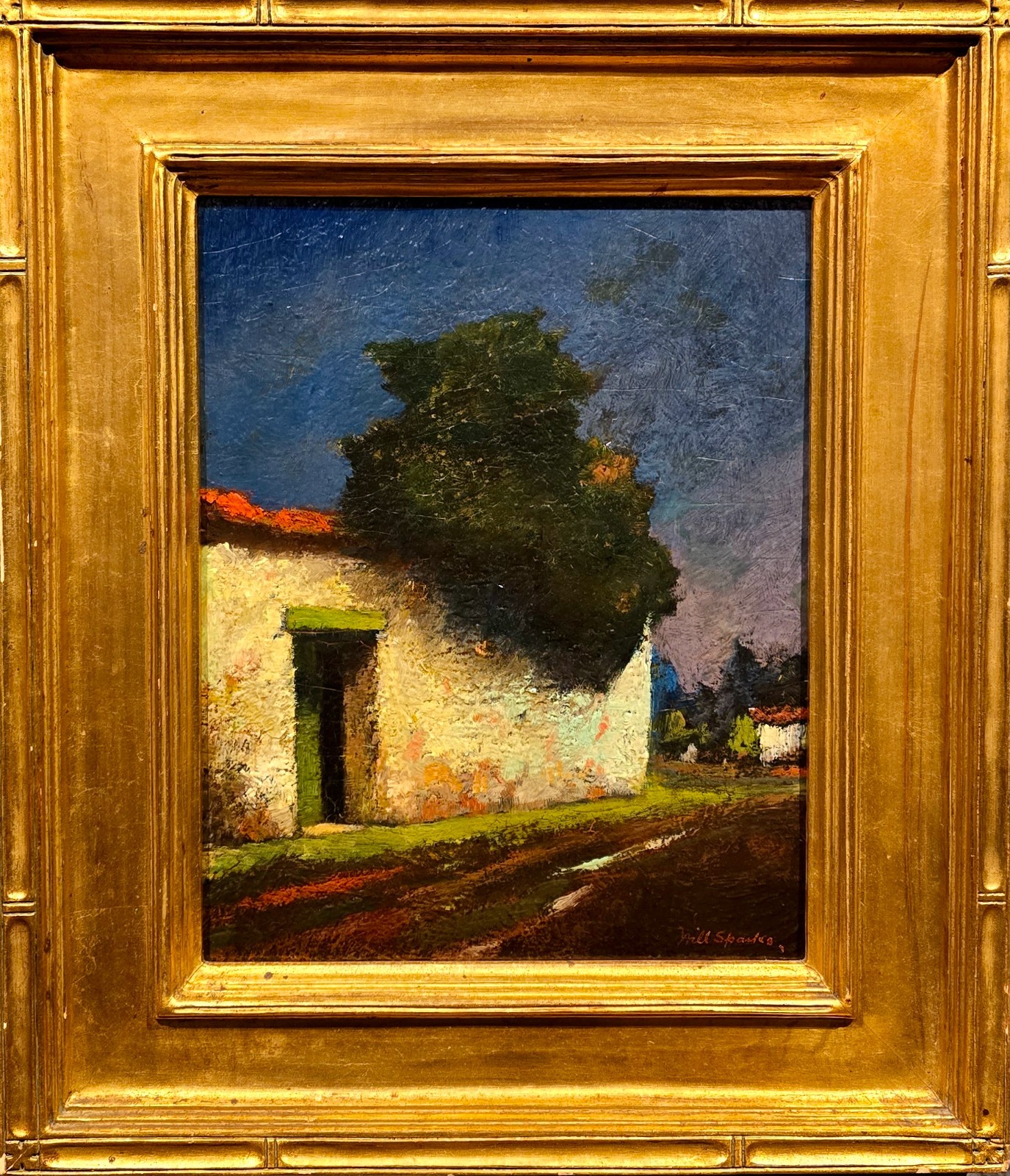 Will Sparks “Garden Wall, Monterey CA” 1923 Early California Adobe Oil Painting
