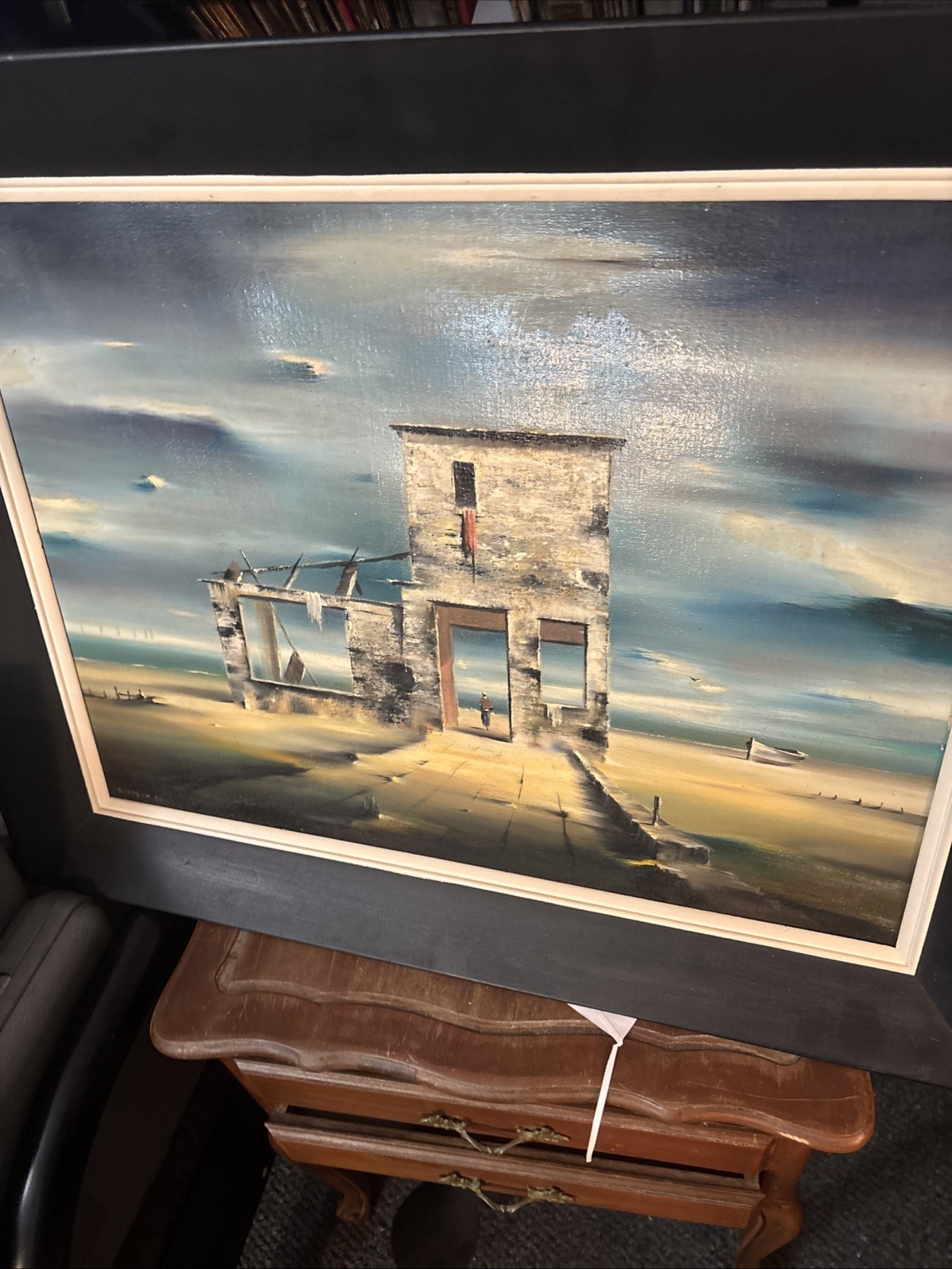 Robert Watson ‘Landmark” Signed 1959 Surrealist Oil PaintingCardboard Original