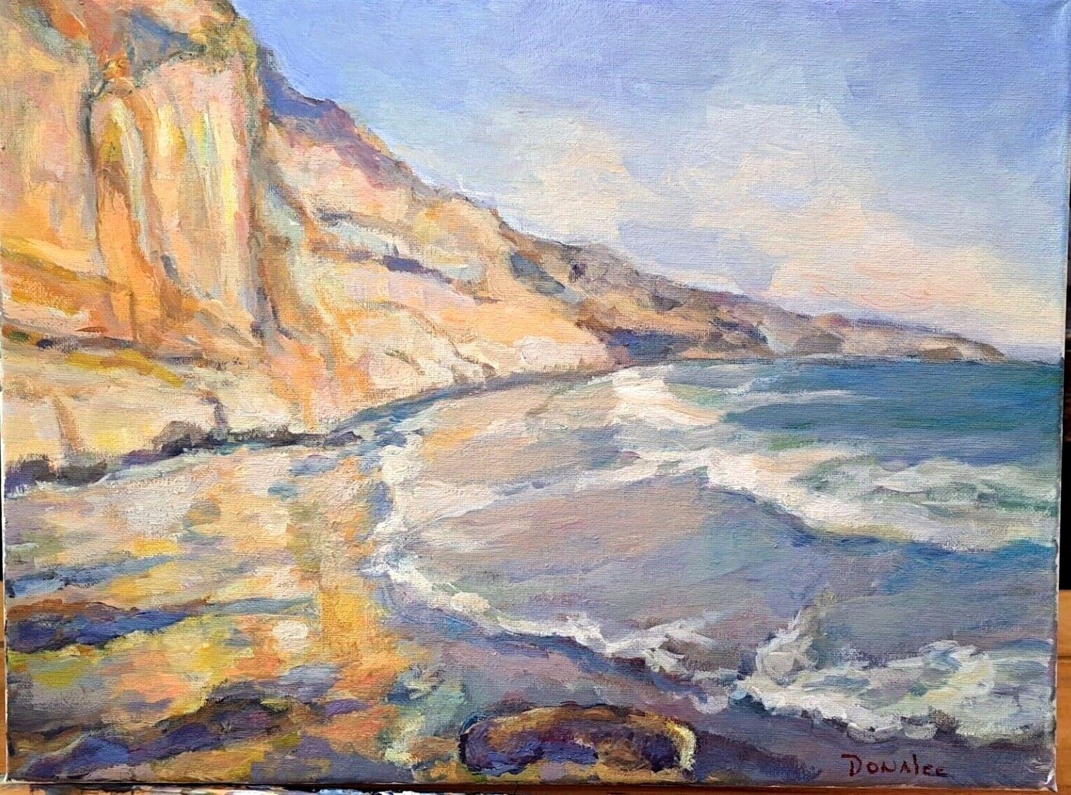 Oil Painting SEASCAPE La Jolla – Torrey Pines Beach Cliffs ORIGINAL by Donalee