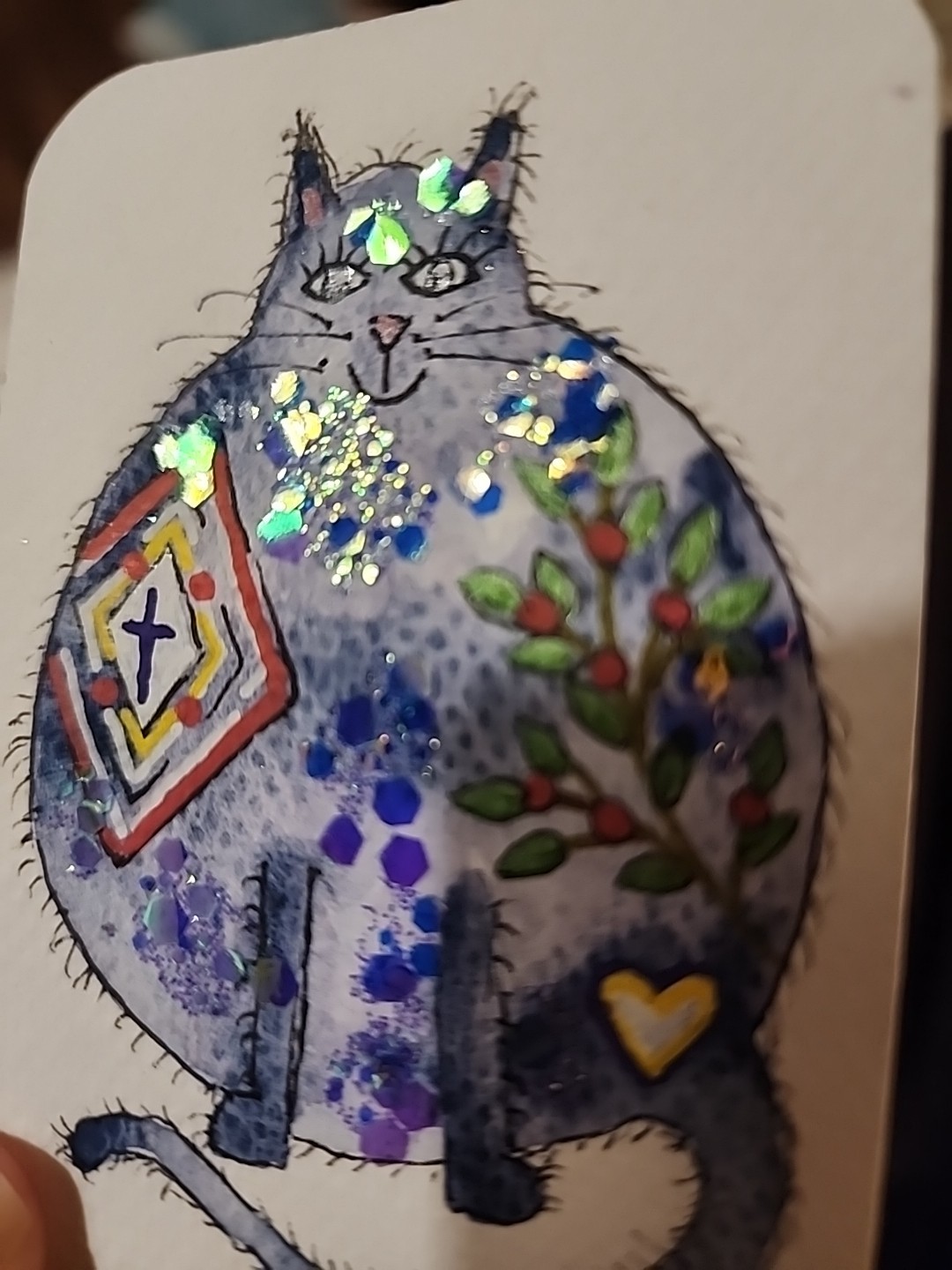 ACEO Original Watercolor Trading Card Whimsical Cat