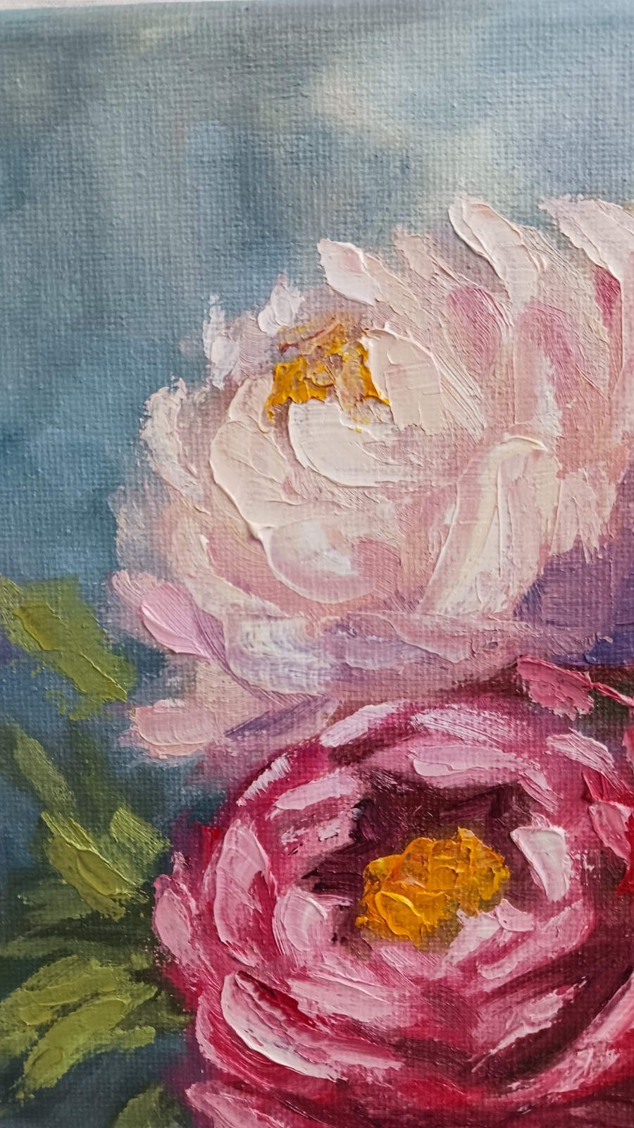Peony Flowers ORIGINAL Oil Painting Flowers in Vintage Vase Fine Art 10″x10″