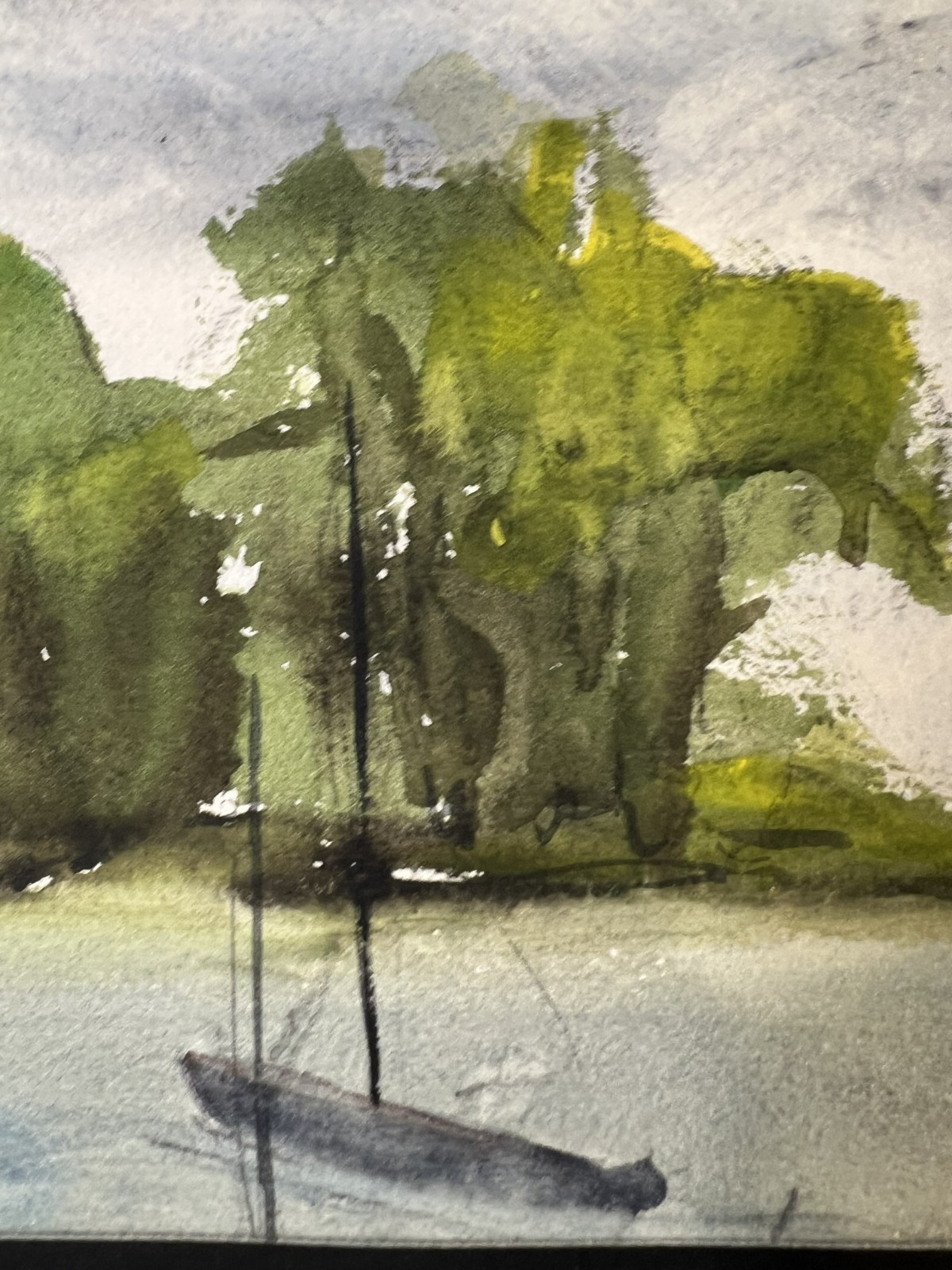 Panoramic Waterscape–Charlotte Hoffman–Watercolor– Mid 20th Century American Art