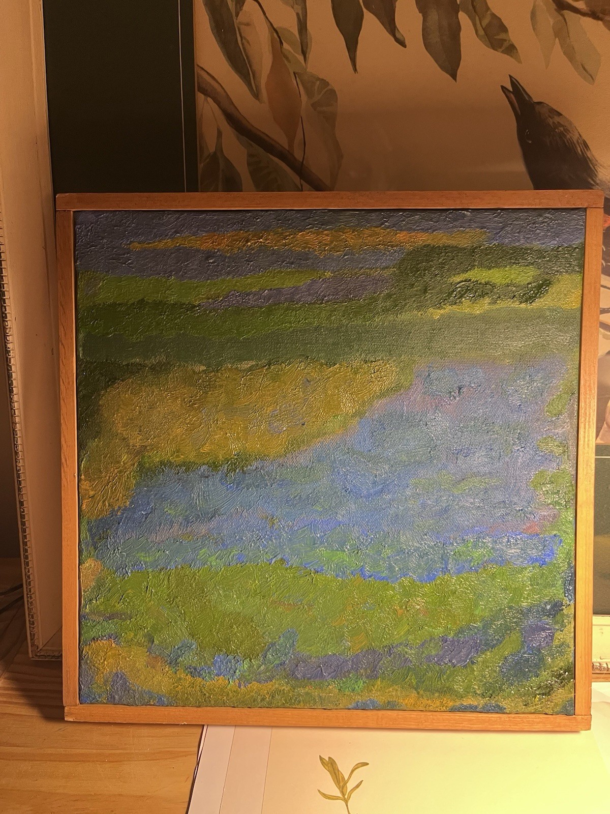 Framed Original Abstract Oil Painting Excellent Condition Signed 12”x 12”