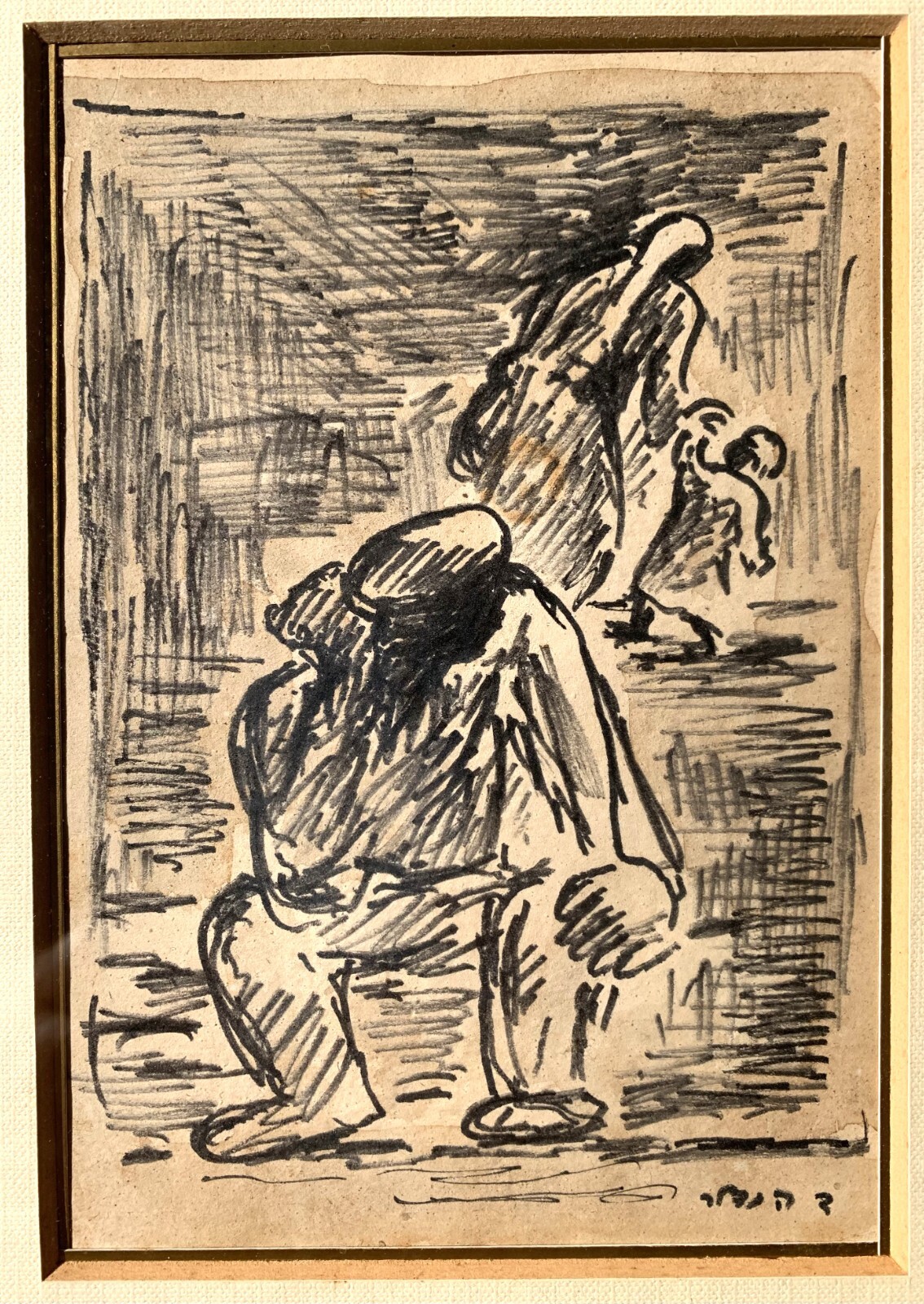 David Hendler (Russian/Israeli , 1904-1984) Superb Impressionist Ink Painting