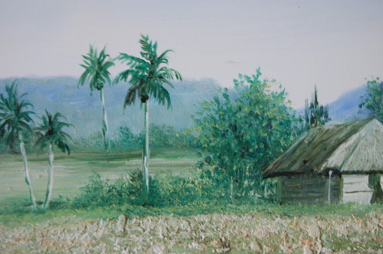 ORIGINAL SIGNED FRAMED OIL ROYAL PALMS, BOHIO AND MOGOTES VINALES LANDSCAPE CUBA