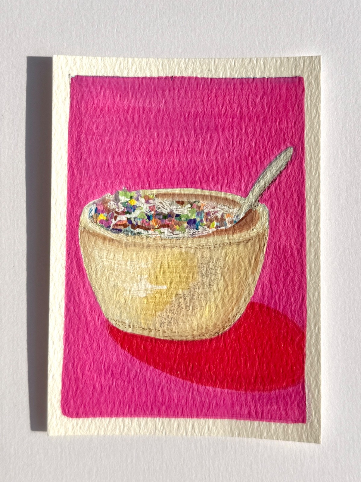 Original ACEO Breakfast Cereal Acrylic Painting ATC Miniature Art Signed