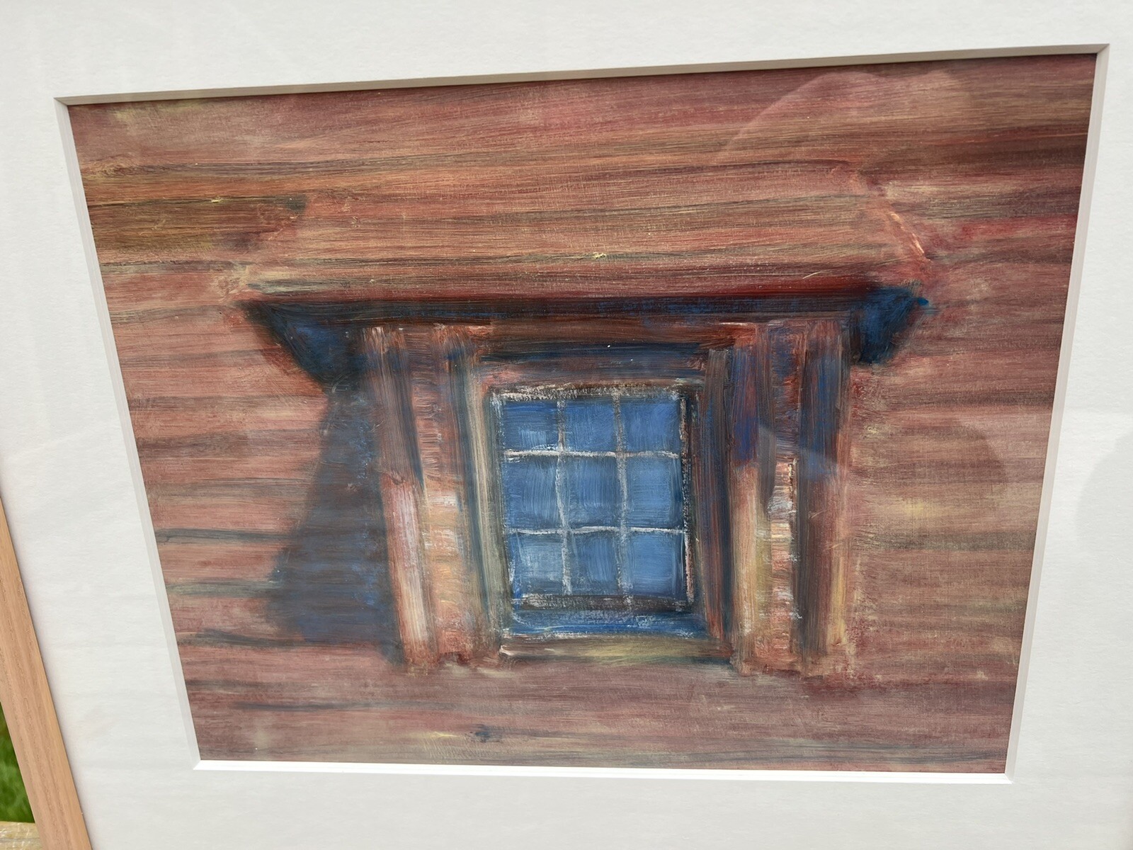 Nicole Herz Framed Art “Barn Window” Oil On Gessoed Paper 2001 Bar Harbor Maine