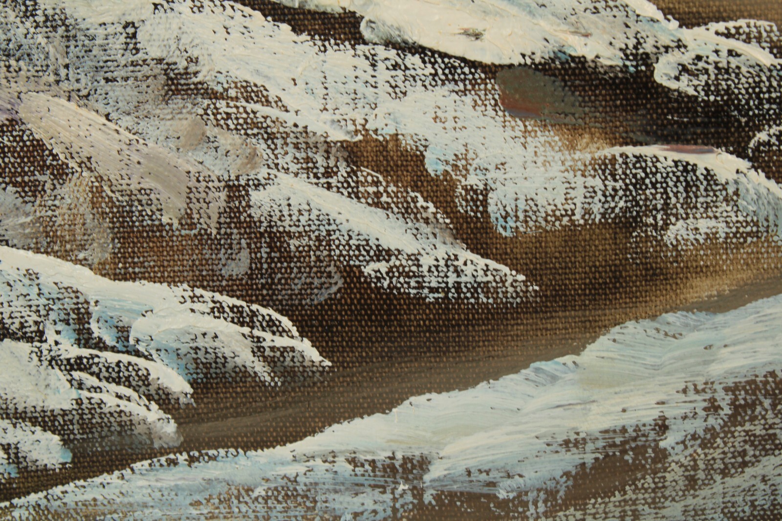 Vintage Winter Landscape Snow Cottage Scenery Oil Painting Signed Illegible