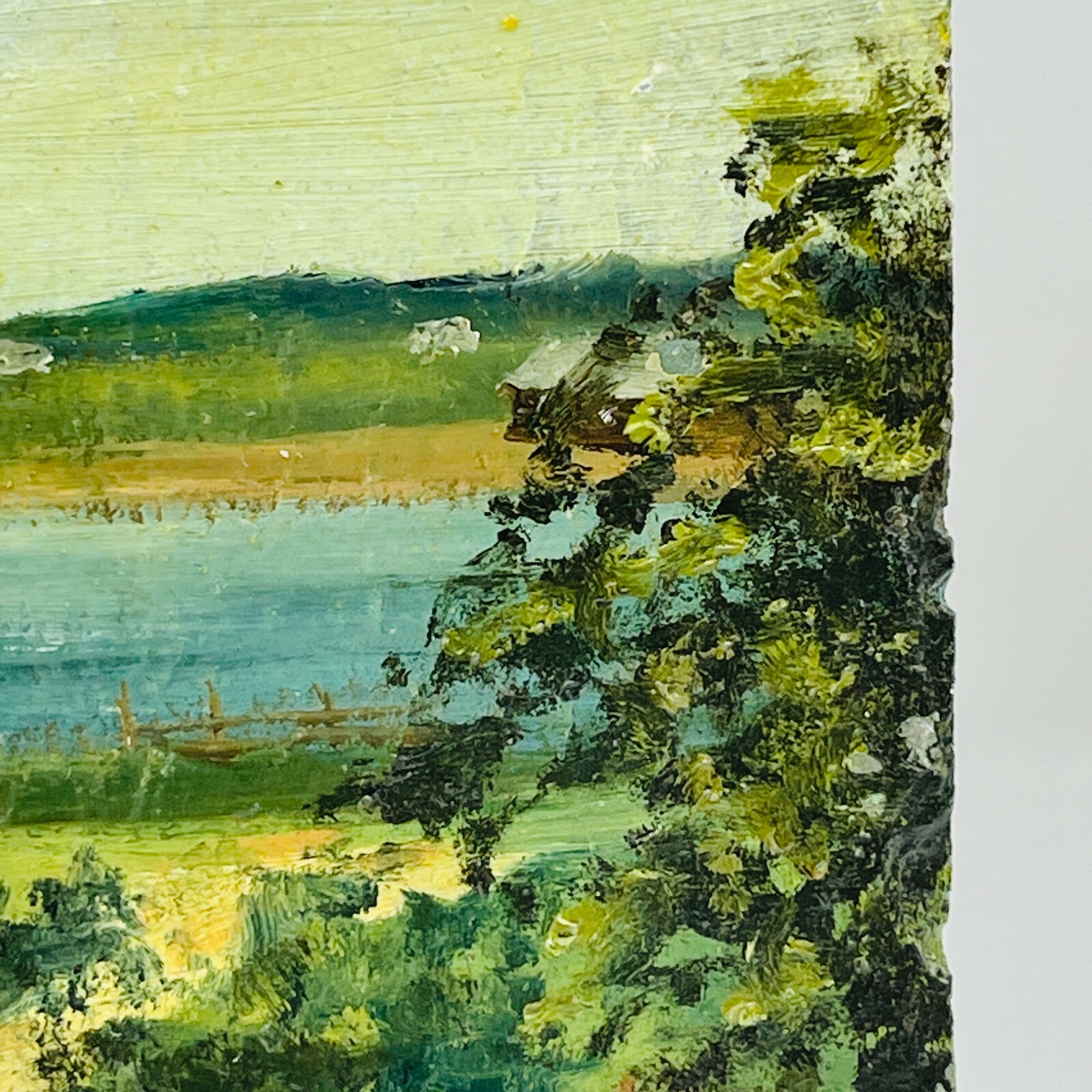 1982 Vineyard Harbor View Painting On Slate Martha’s Vineyard Signed Beth Boats