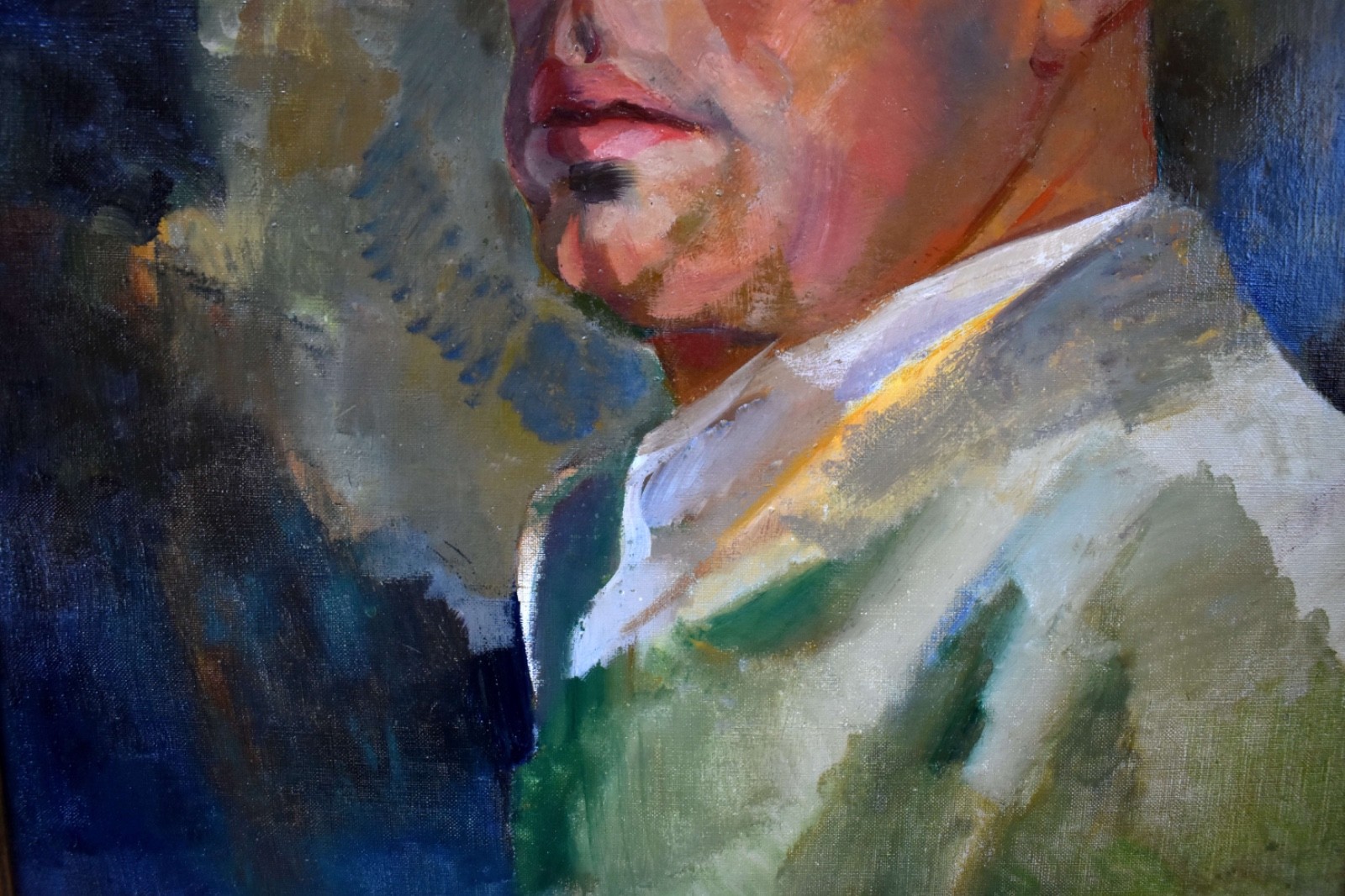 1950 Belgian Portrait Oil Painting Edmond Dutry Double-Sided Ghent Salon Artist
