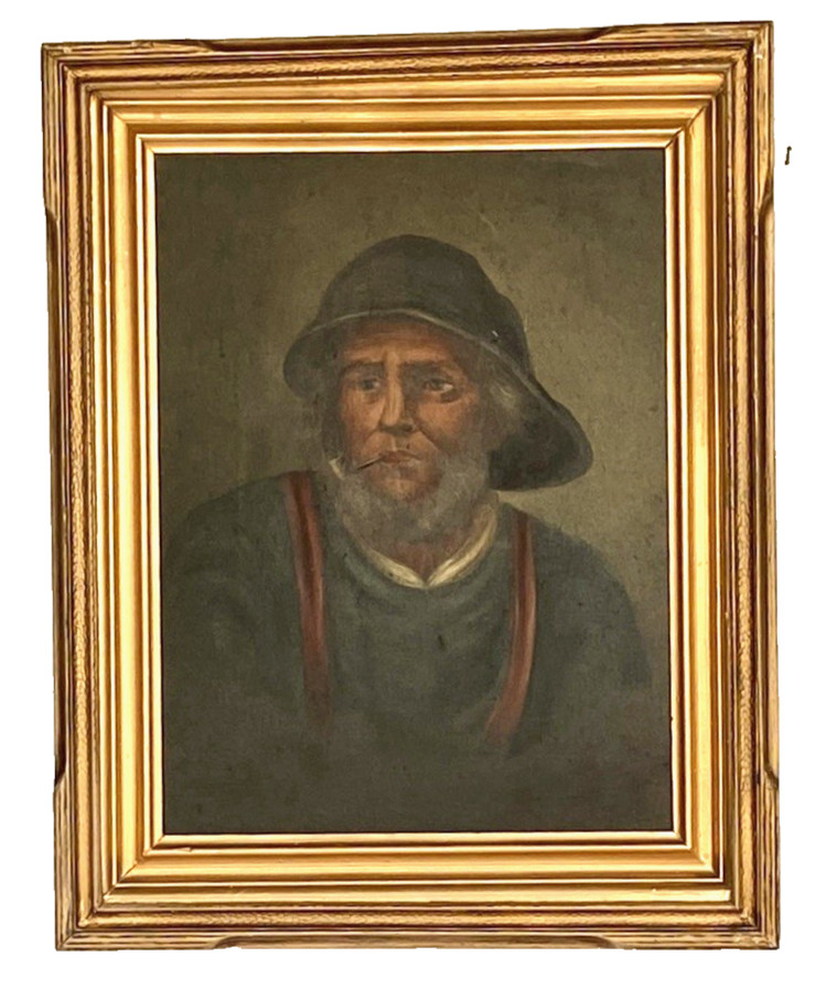 Framed Antique OilPainting on Panel Sailer/Ancient Mariner, Overall 20″H by 15″W