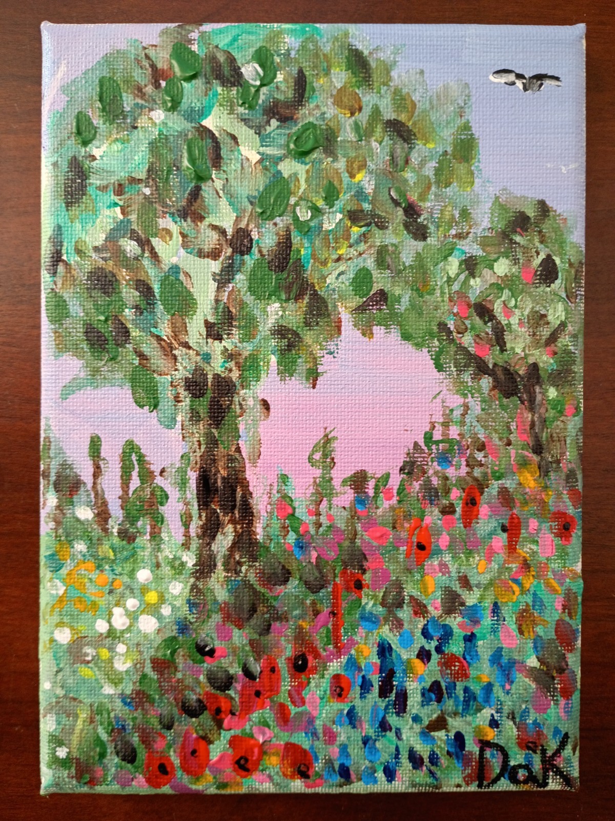Twilight Tree 5×7 Canvas Original Art Expressionism Abstract Floral Nature