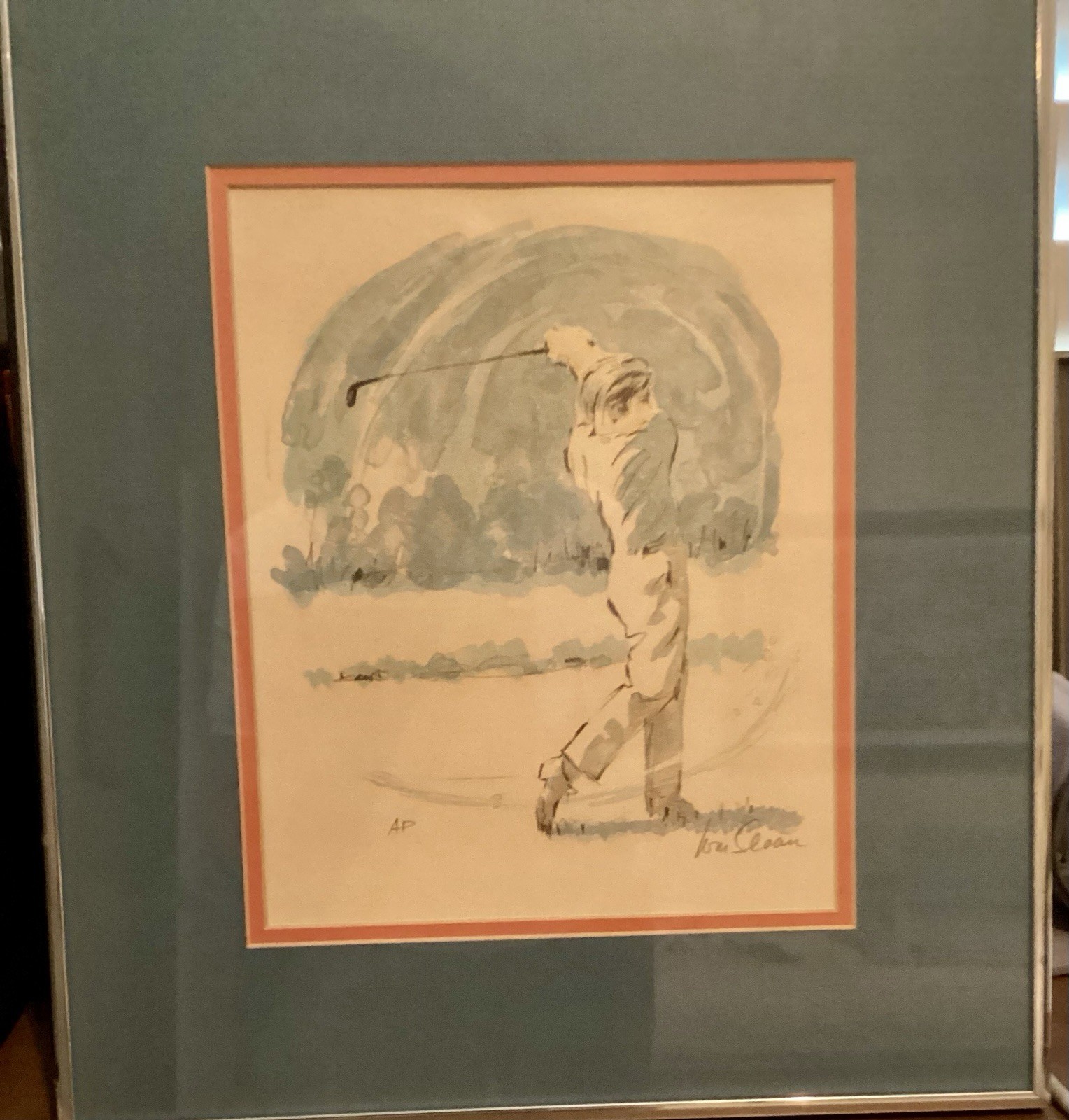 William Sloan AP & Signed Golfer – Framed size is 15 x 17 – Robert Sills Gallery