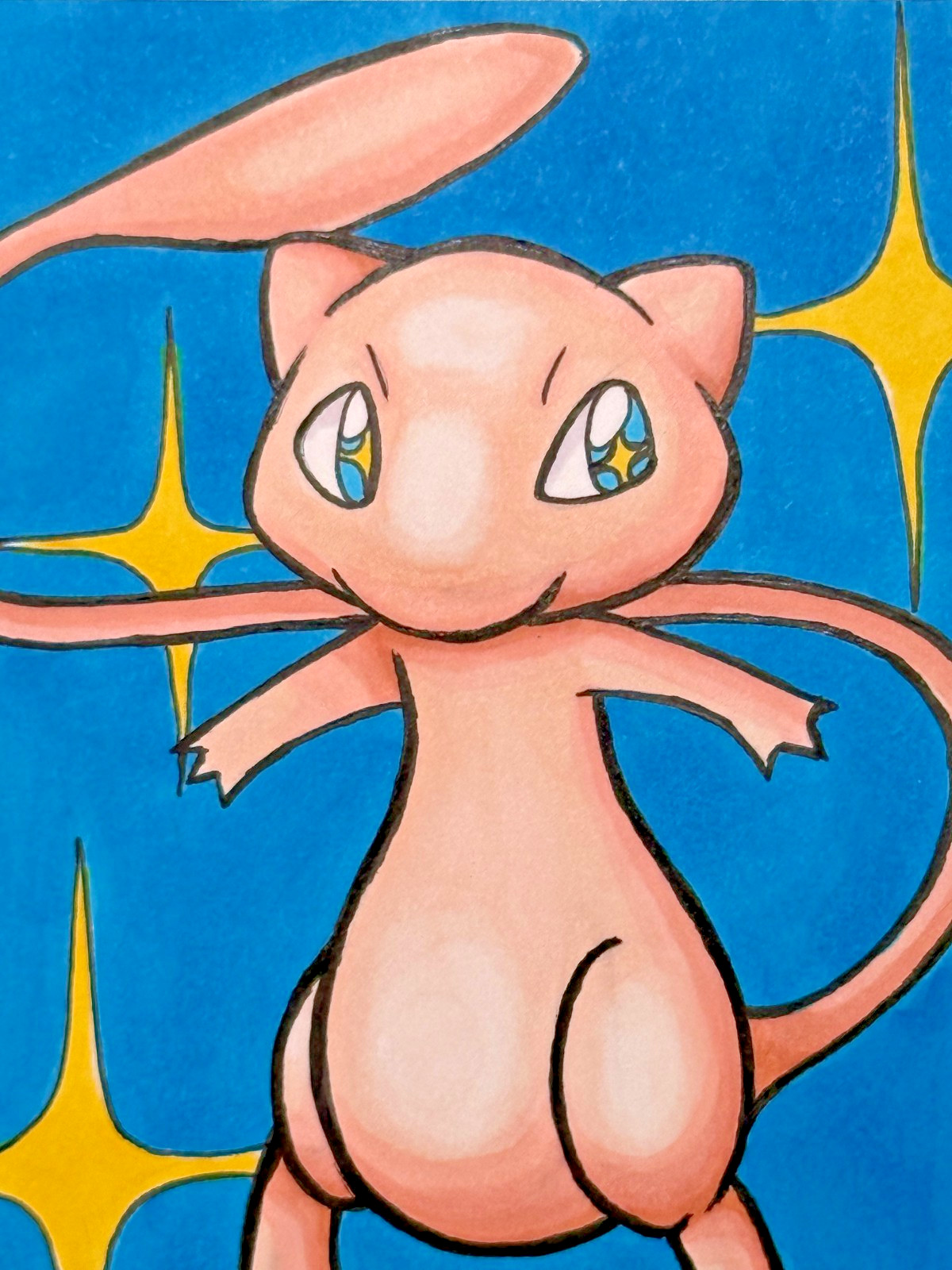 ACEO Original Pokemon Fanart “Mew”, Mini Art 2.5 x 3.5 Inches Anime